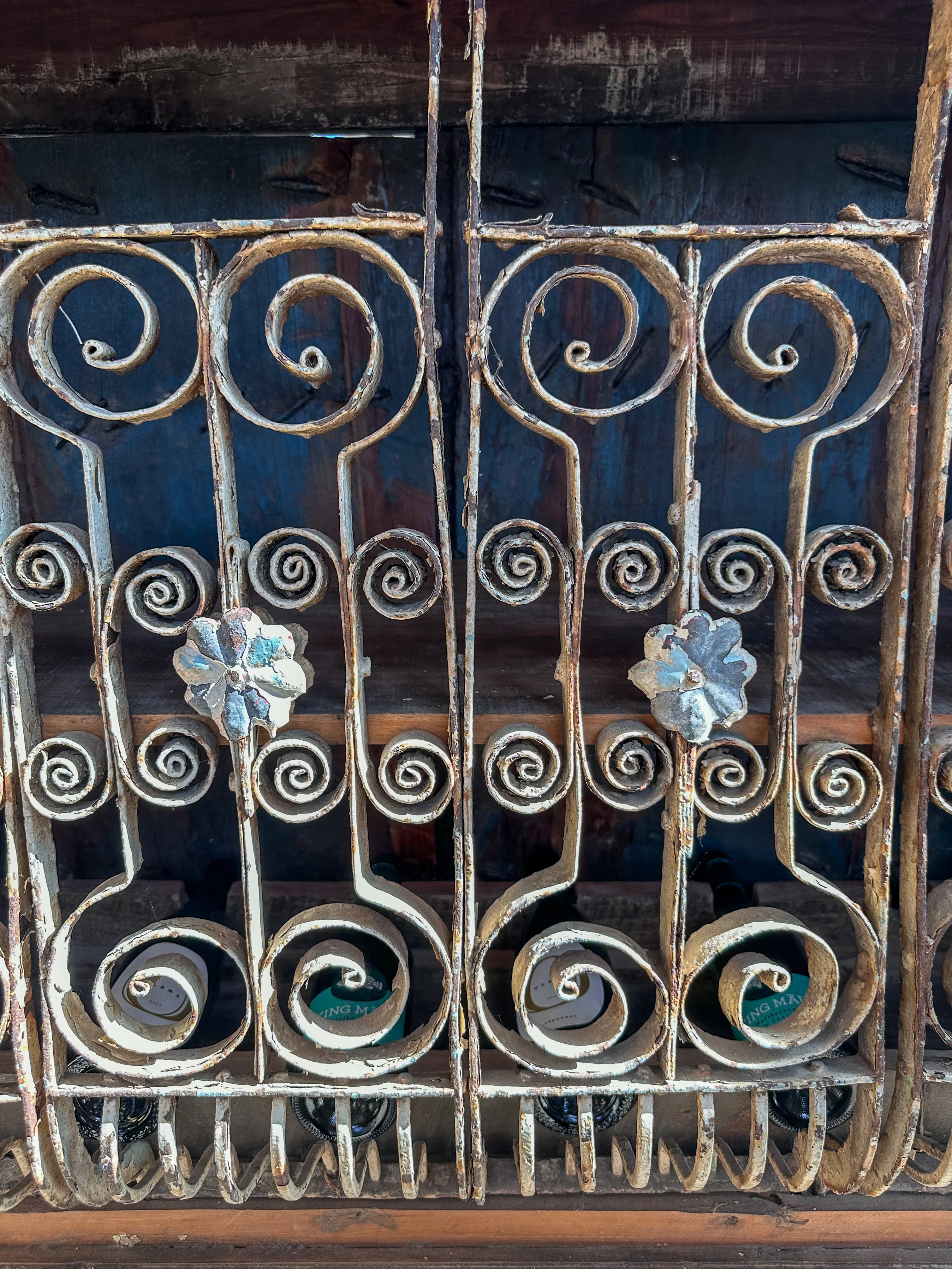 Original Condition French Antique Carved Teak Bar - Image 4