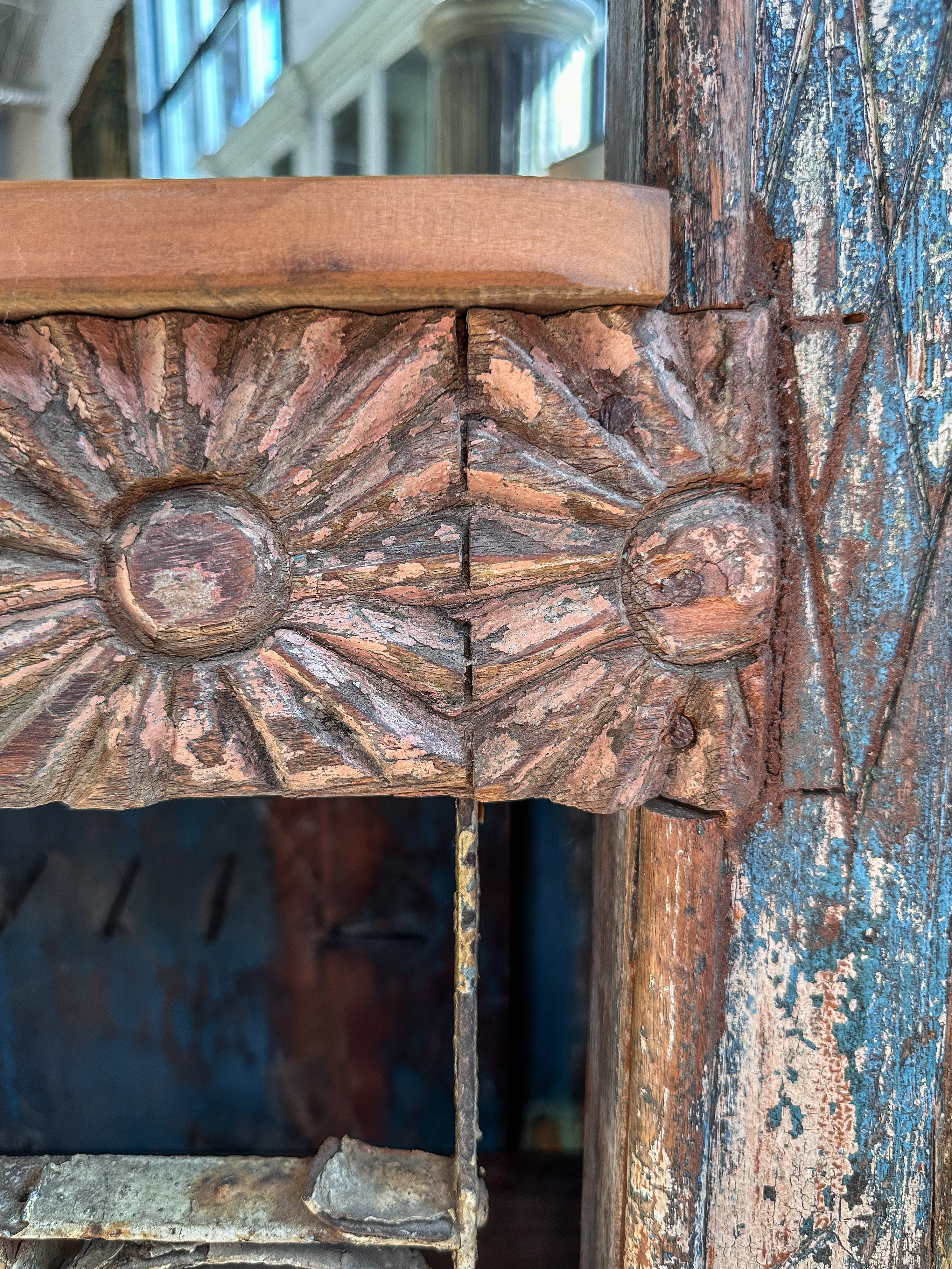 Original Condition French Antique Carved Teak Bar - Image 5