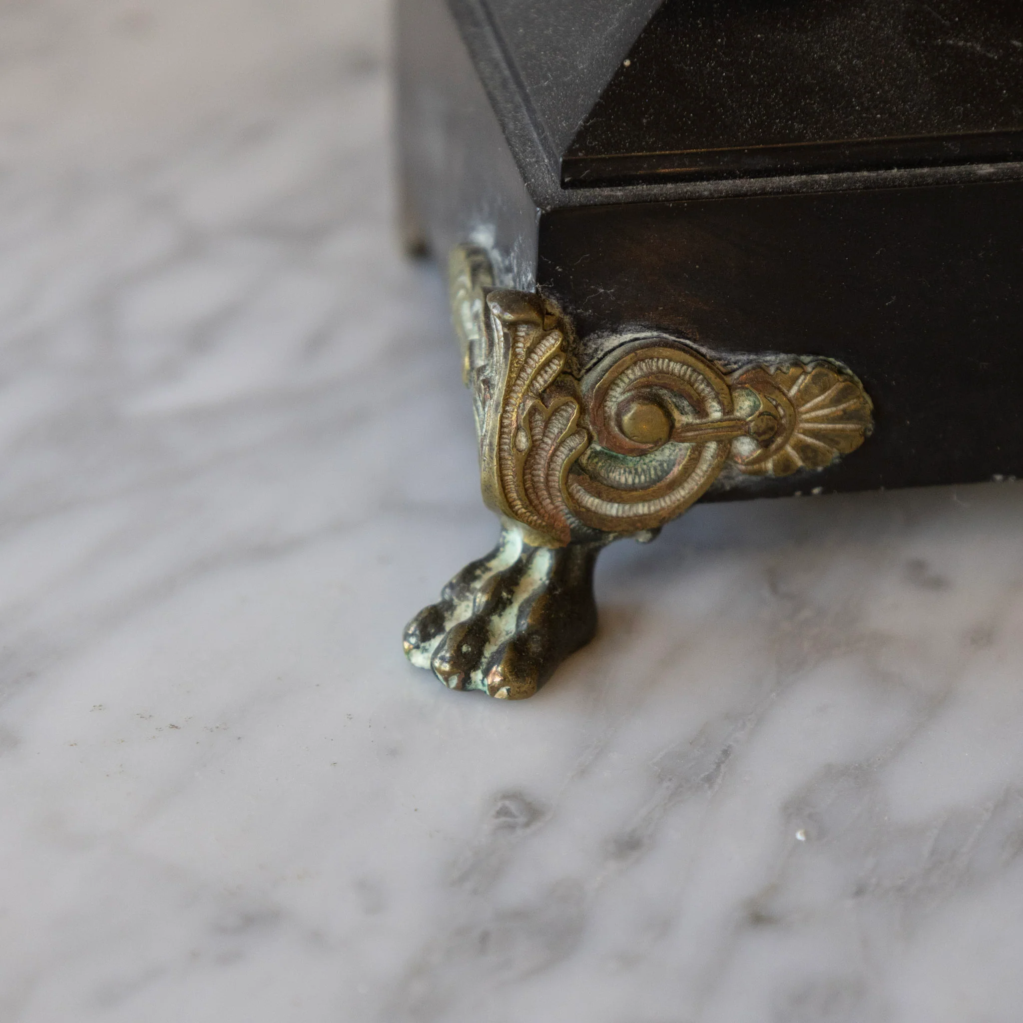 French Brass Candelabra – Scroll Arm & Black Marble Base - Image 7