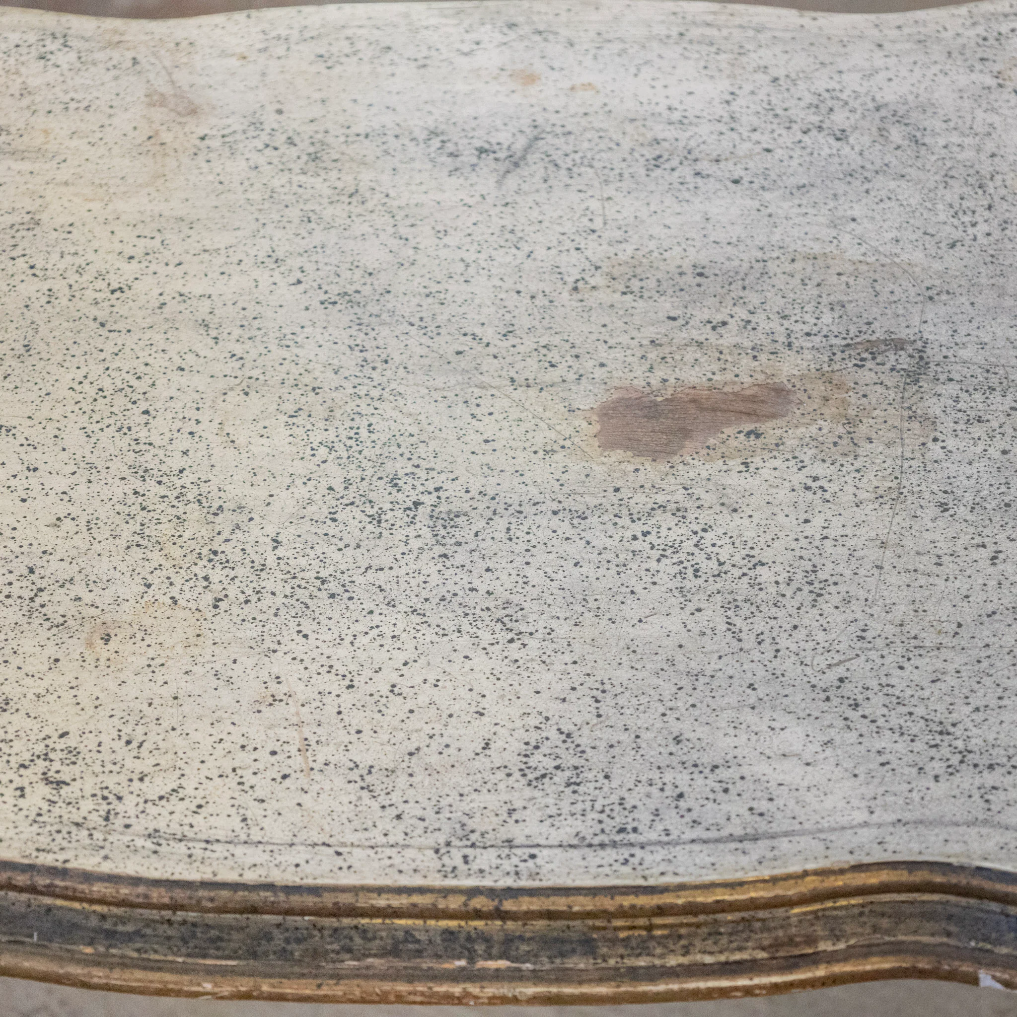 French Carved Coffee Table – Scroll Base & Faux Marble Top - Image 5
