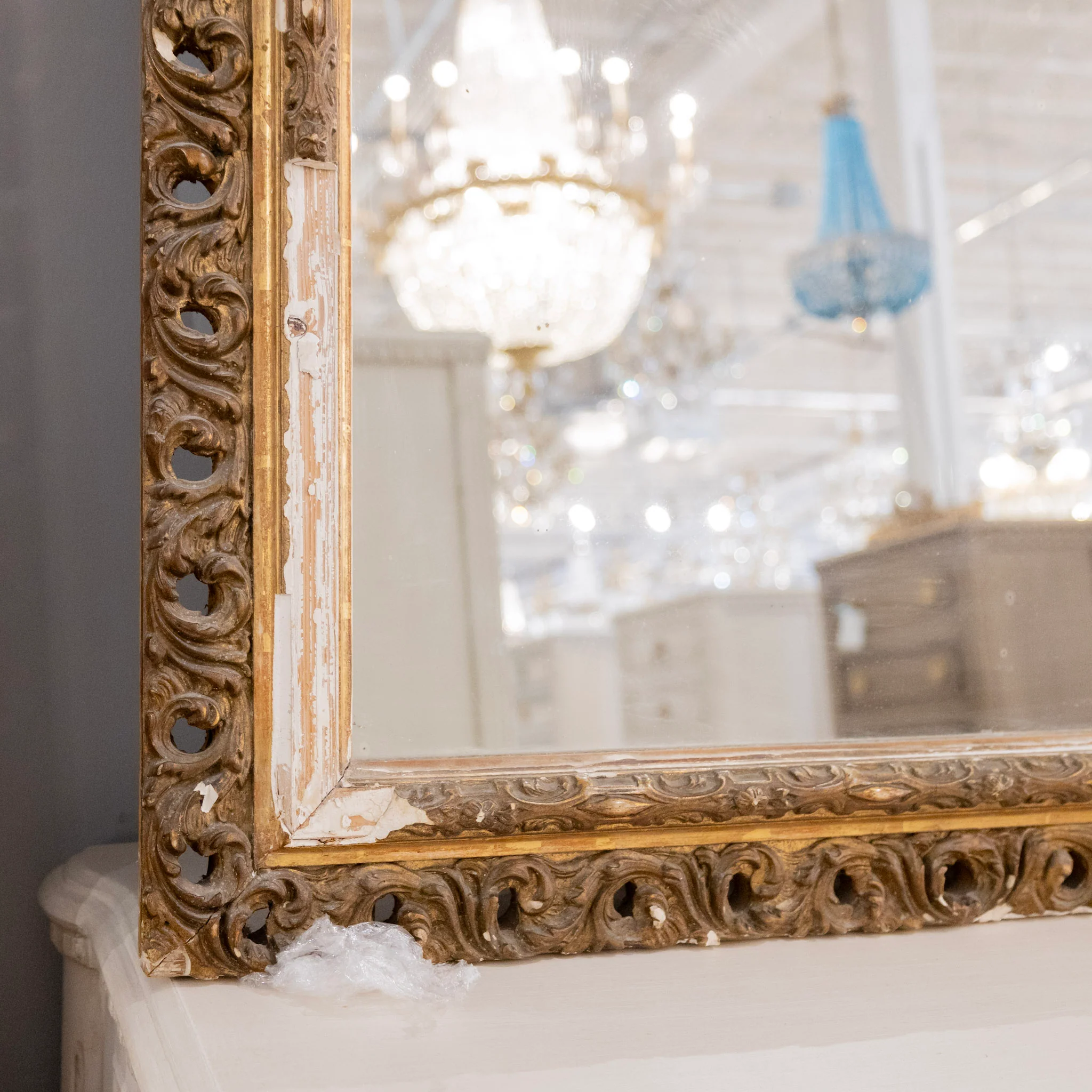 French Ornate Mirror – Crest of Mythological Creatures - Image 5