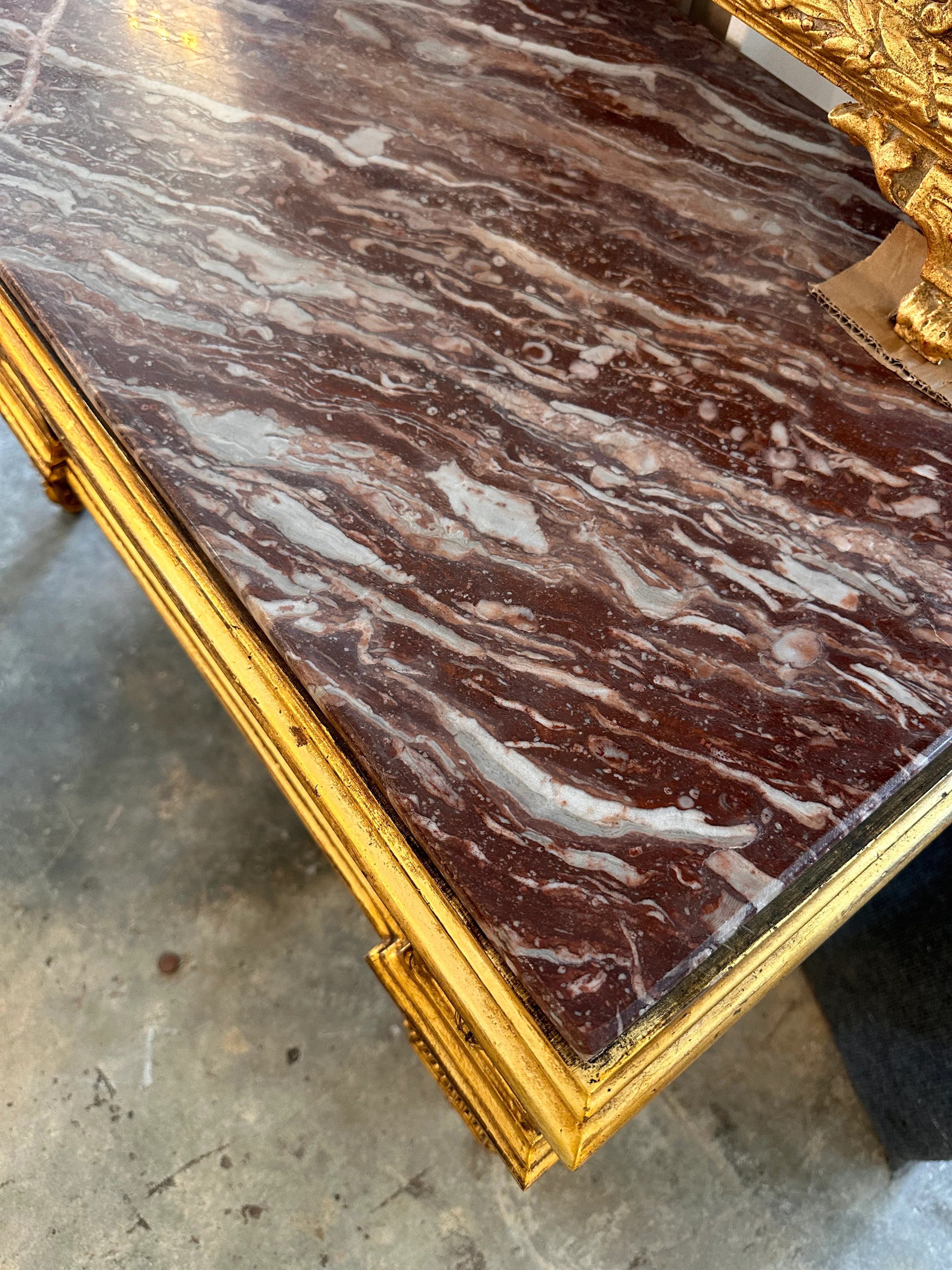 Antique French Louis XIV of Red Marble Top Console - Image 3