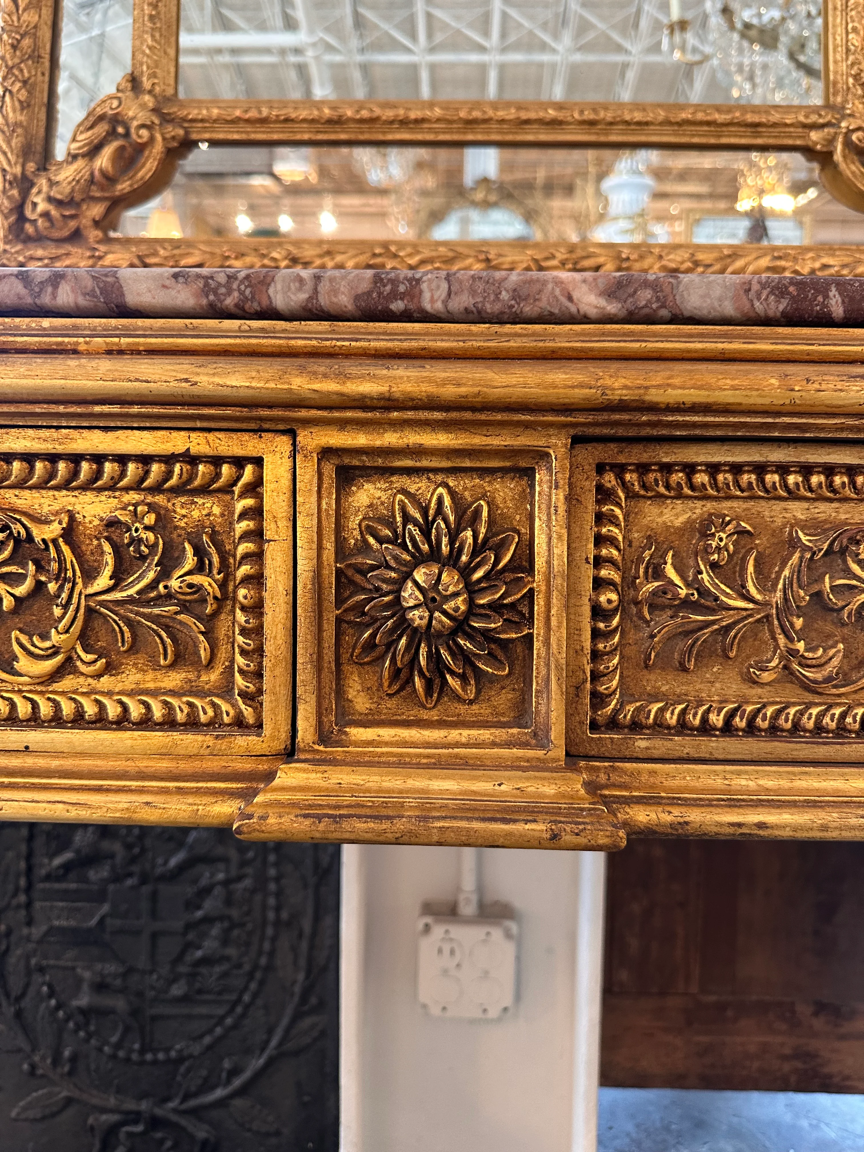 Antique French Louis XIV of Red Marble Top Console - Image 5