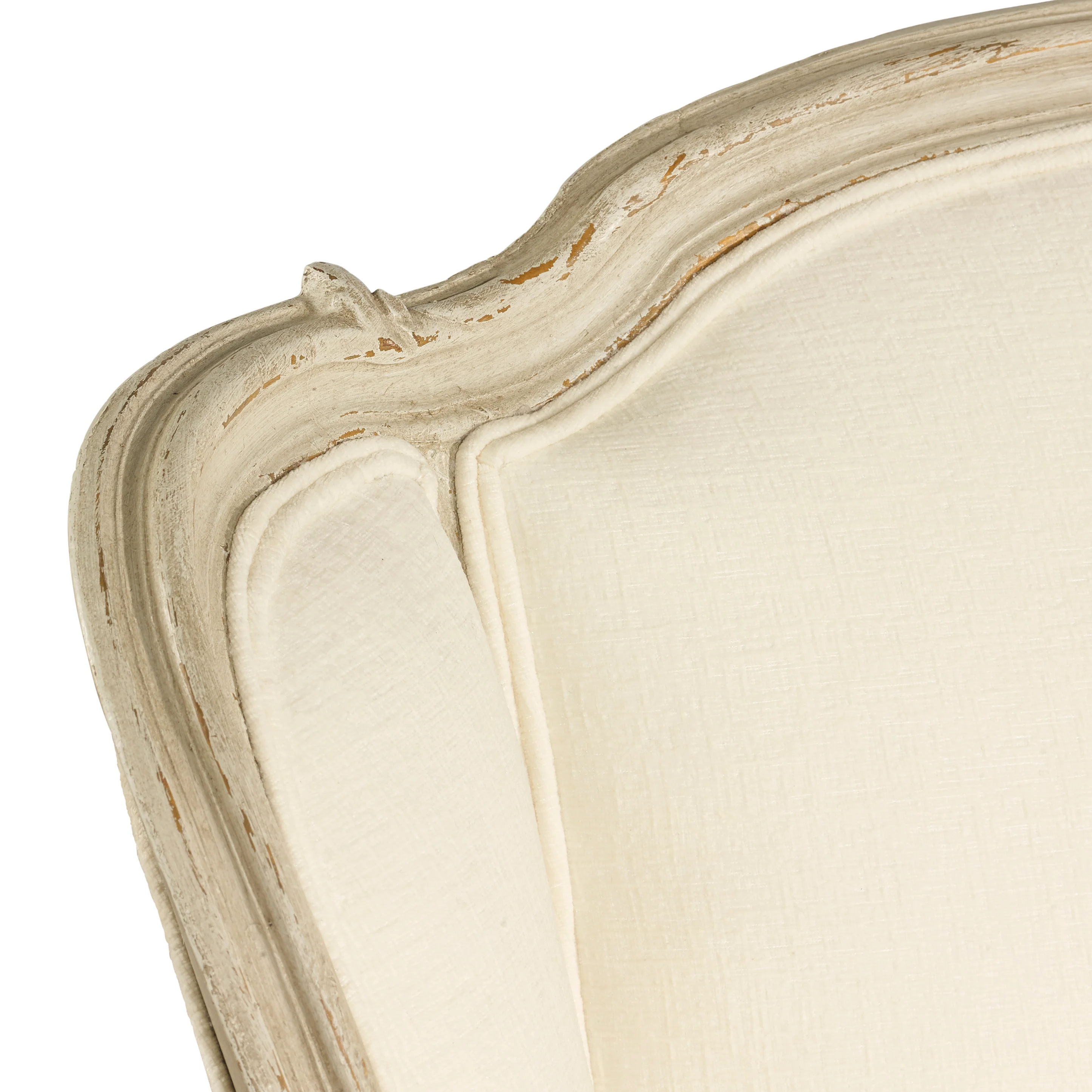 Antique French Louis XV Cream Settee with Wingback - Image 3