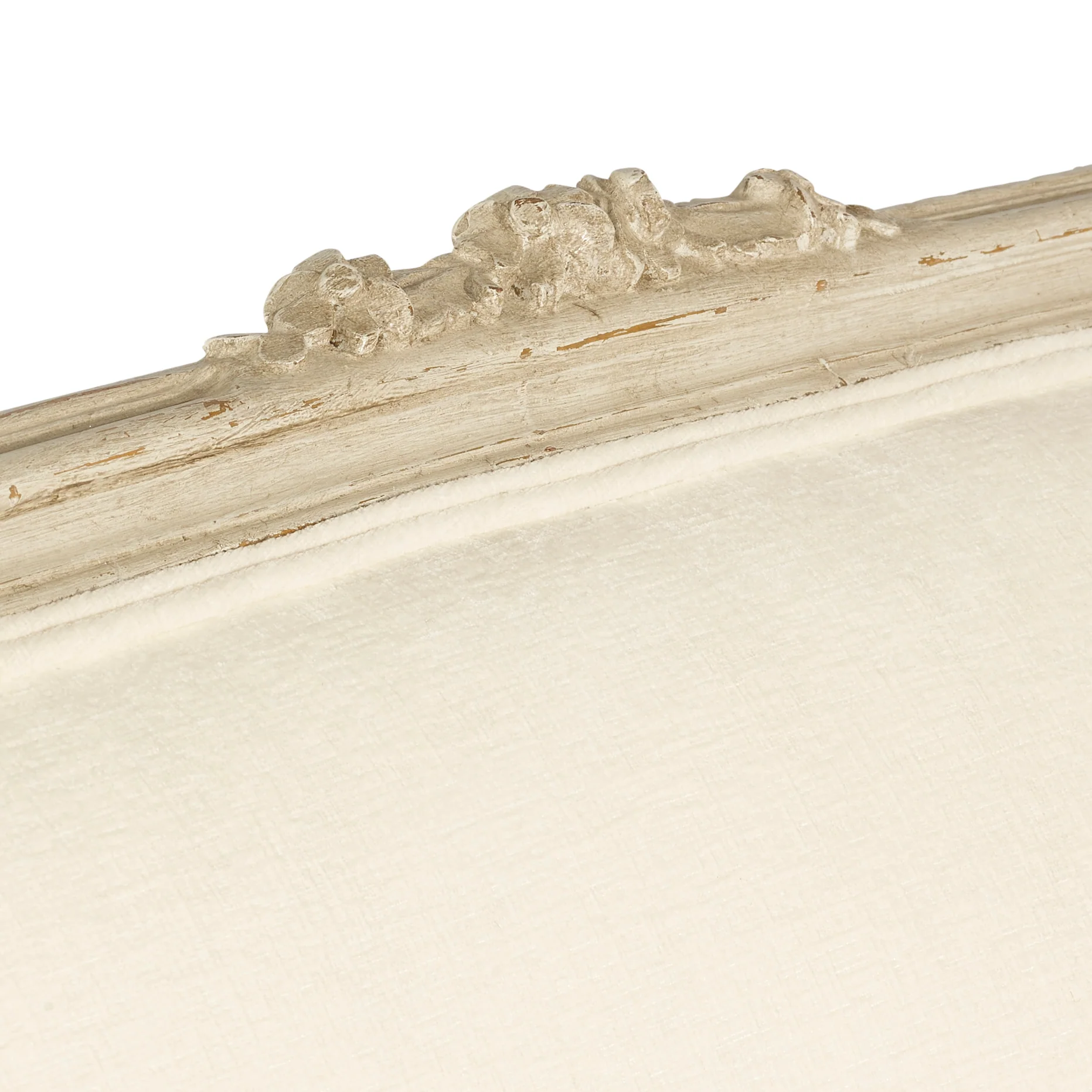 Antique French Louis XV Cream Settee with Wingback - Image 4