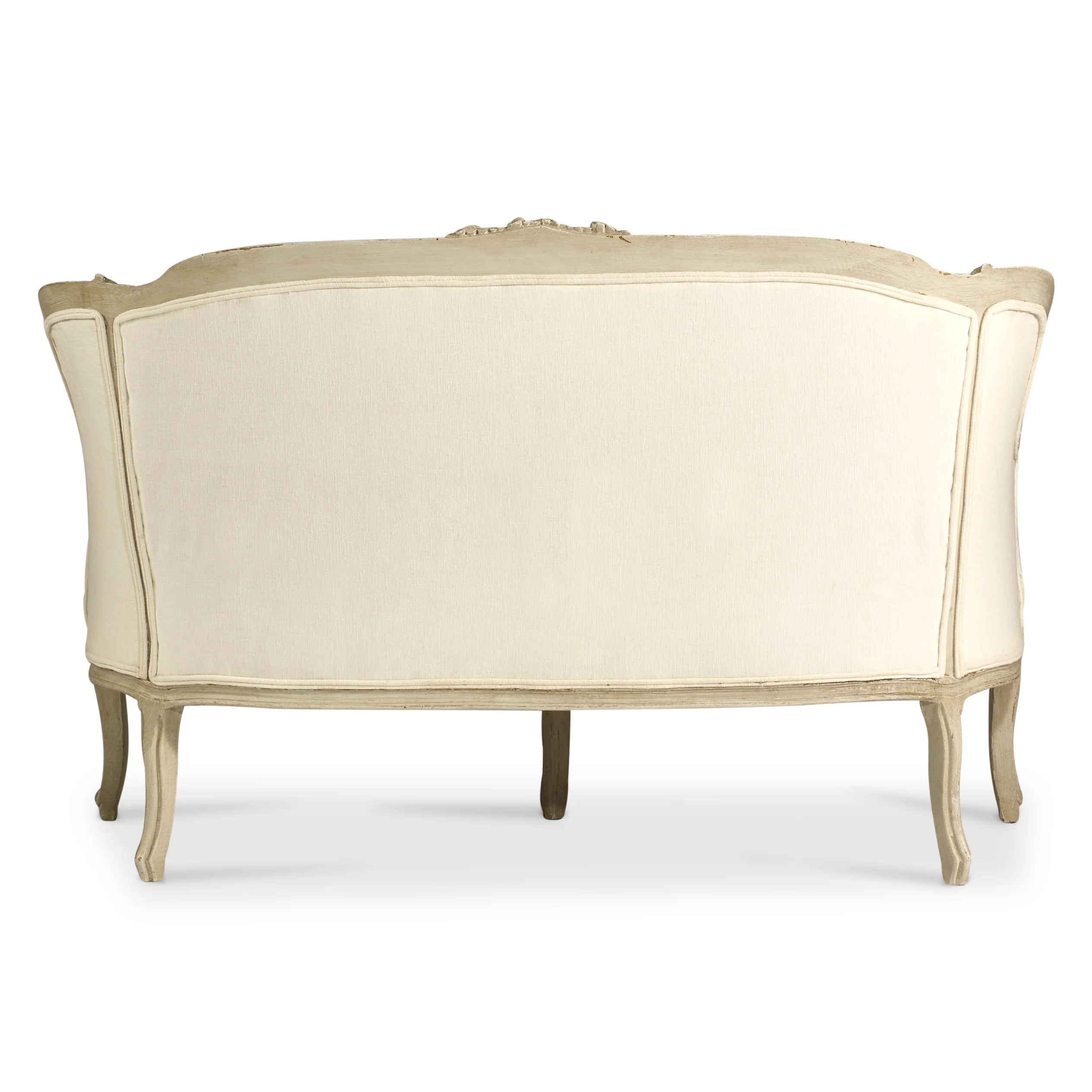 Antique French Louis XV Cream Settee with Wingback - Image 6