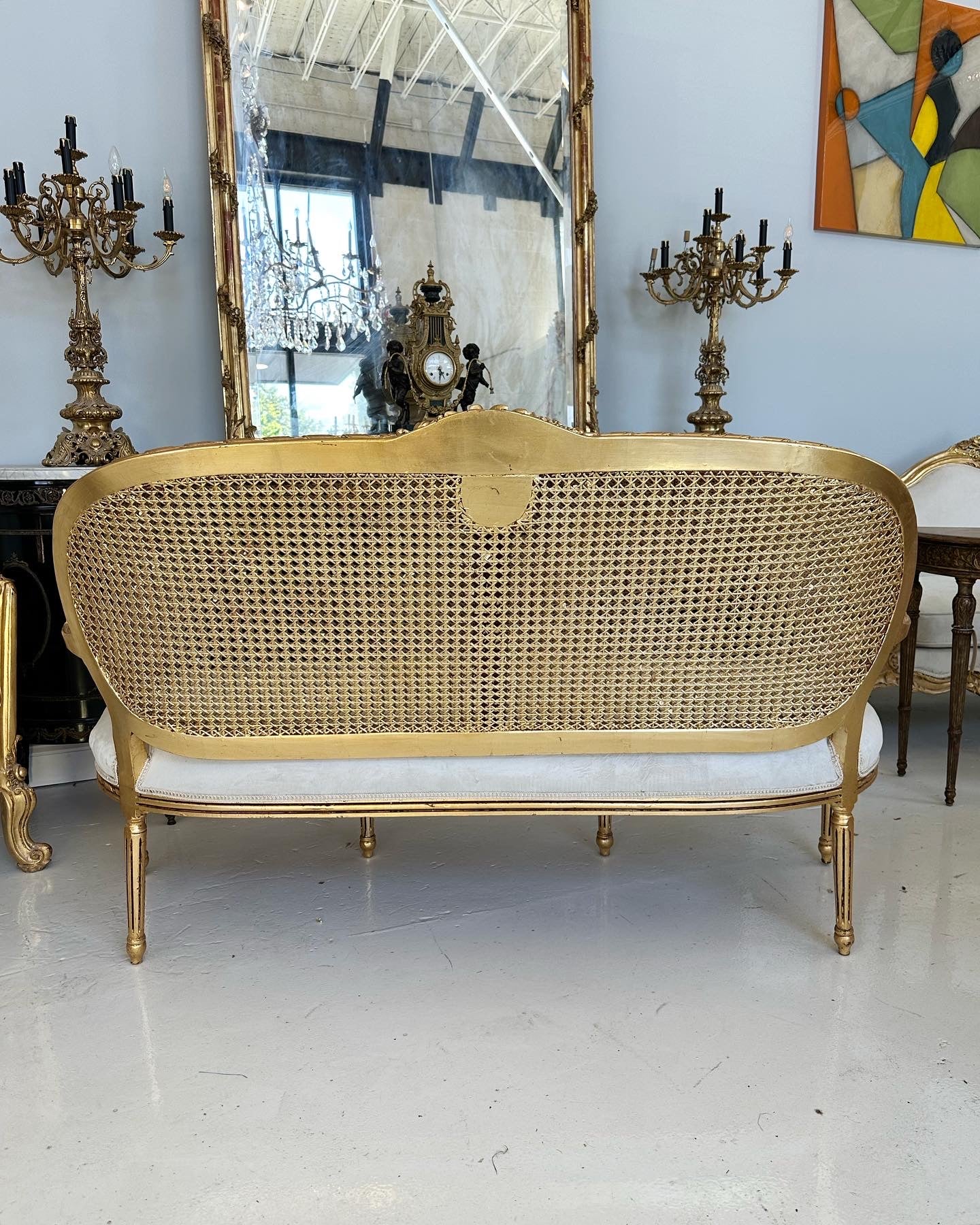 French Louis XVI Cane Back Settee - Image 5