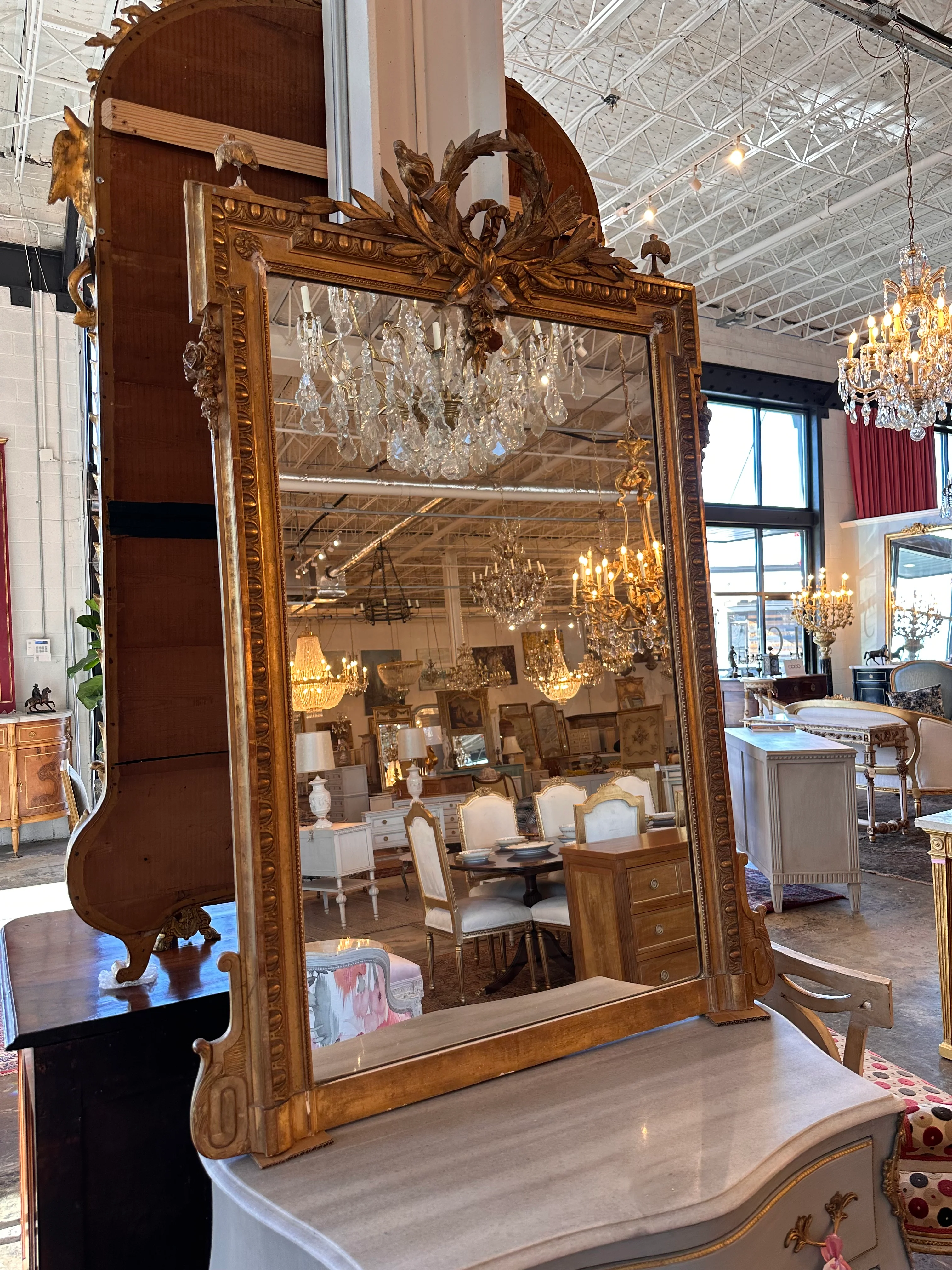 Antique French Mirror with Wreath Motif