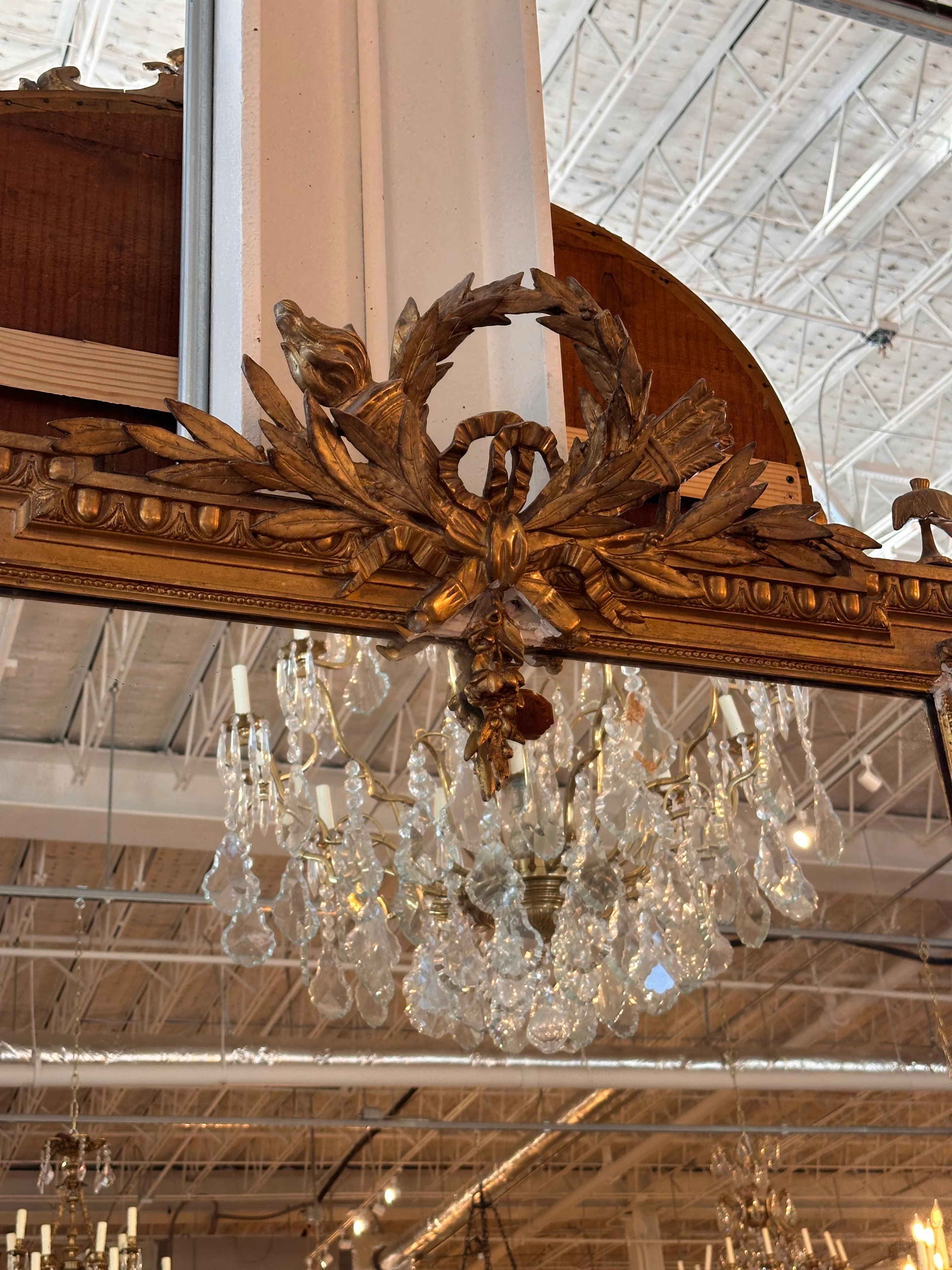 Antique French Mirror with Wreath Motif - Image 3