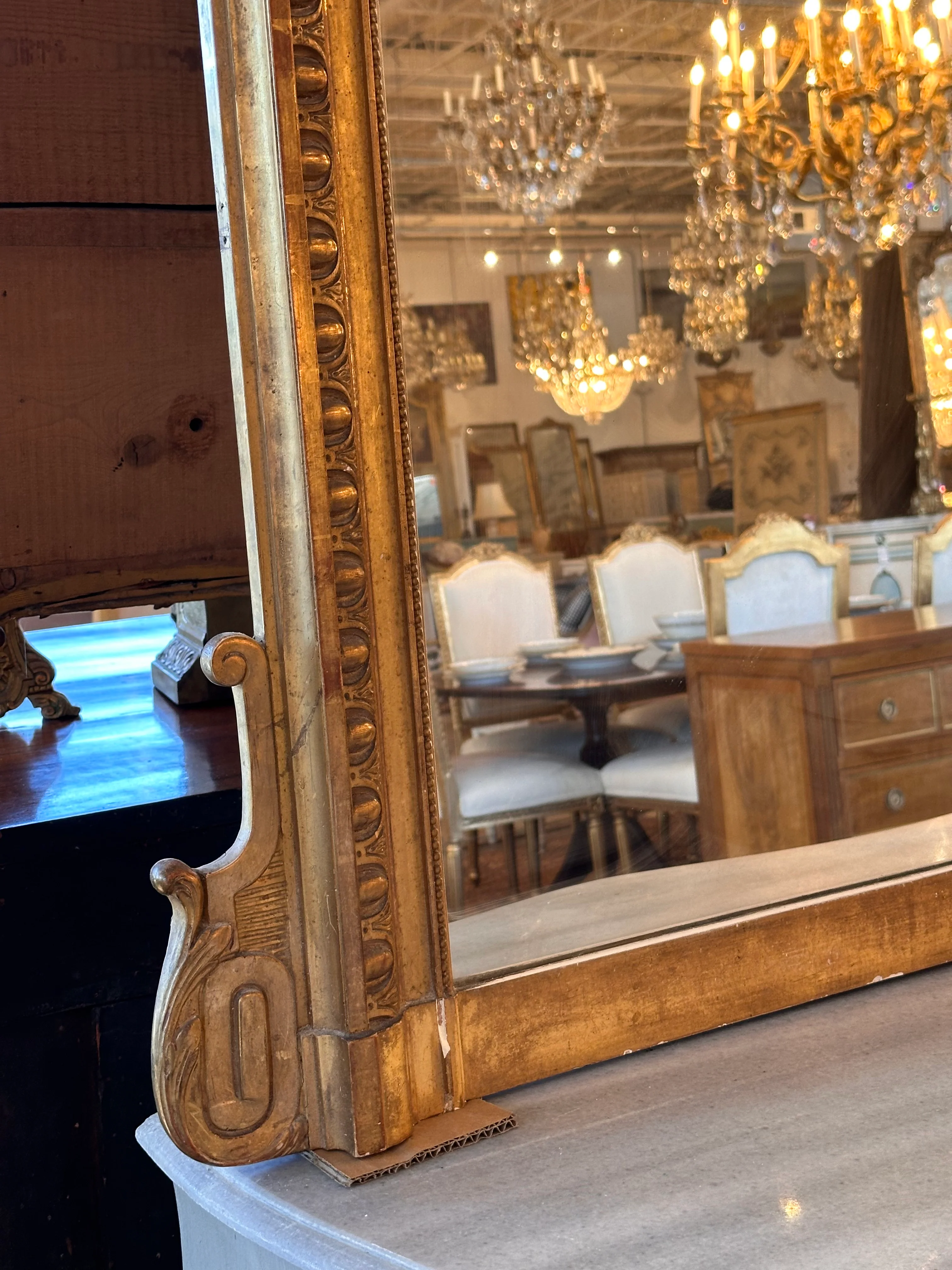 Antique French Mirror with Wreath Motif - Image 4