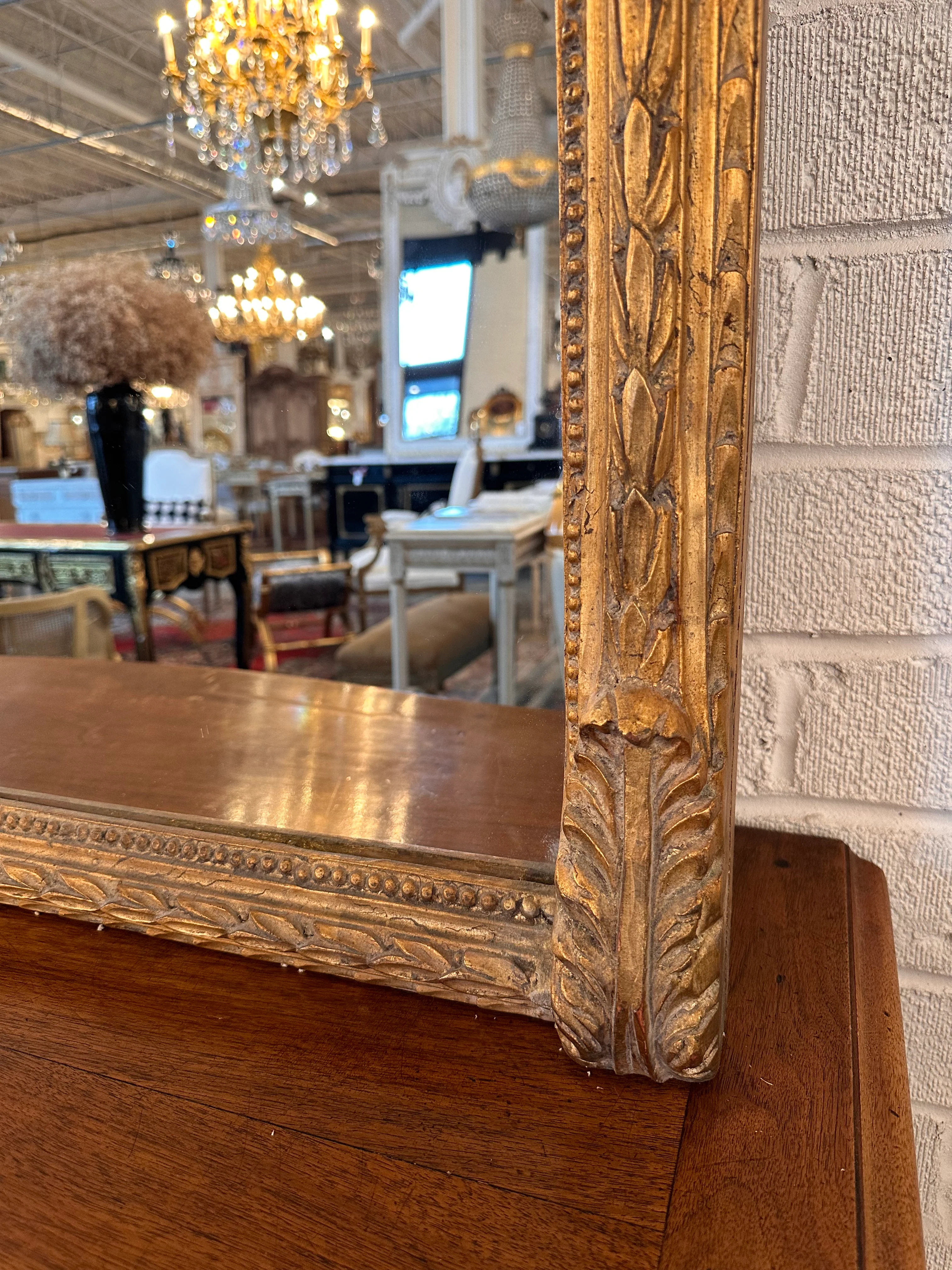 Antique French Ornate Tall Mirror - Image 4
