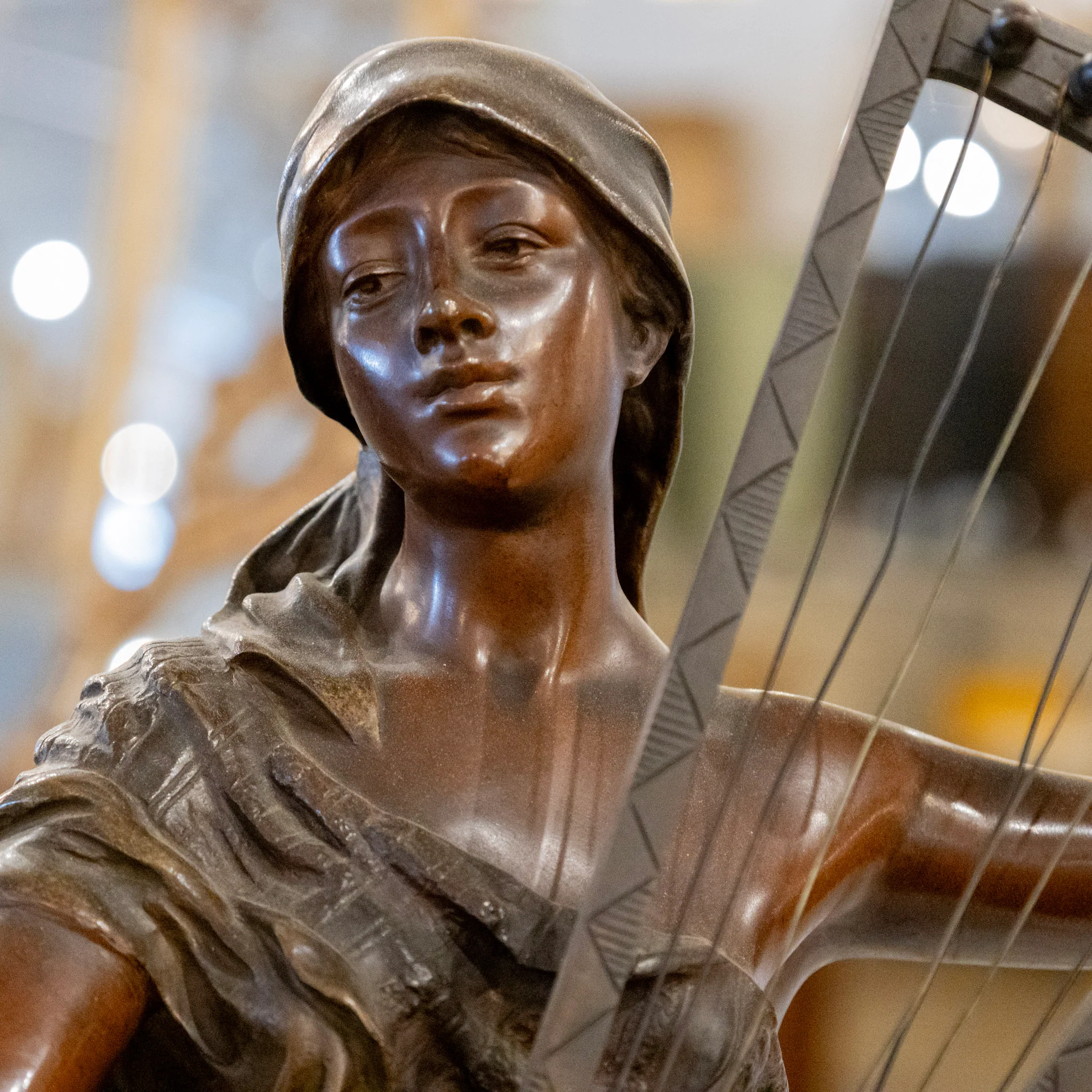 French Bronze Sémiramis Sculpture – Musical Figure & Draped Form - Image 5