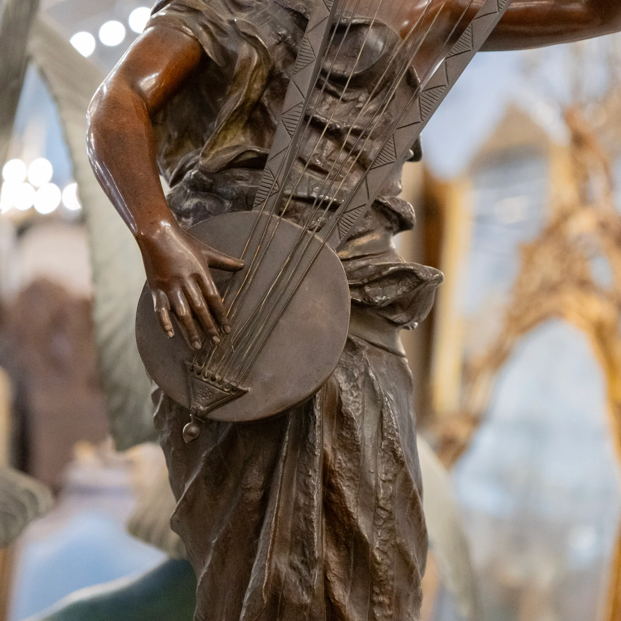 French Bronze Sémiramis Sculpture – Musical Figure & Draped Form - Image 6