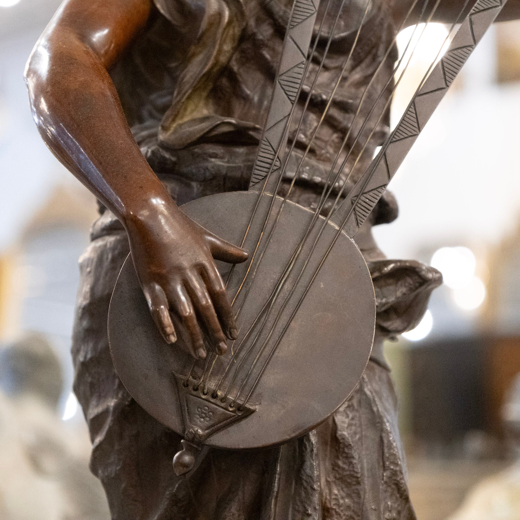 French Bronze Sémiramis Sculpture – Musical Figure & Draped Form - Image 7