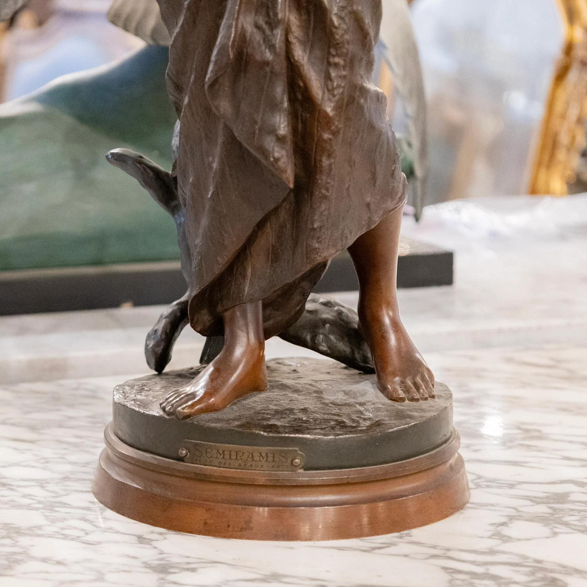 French Bronze Sémiramis Sculpture – Musical Figure & Draped Form - Image 8