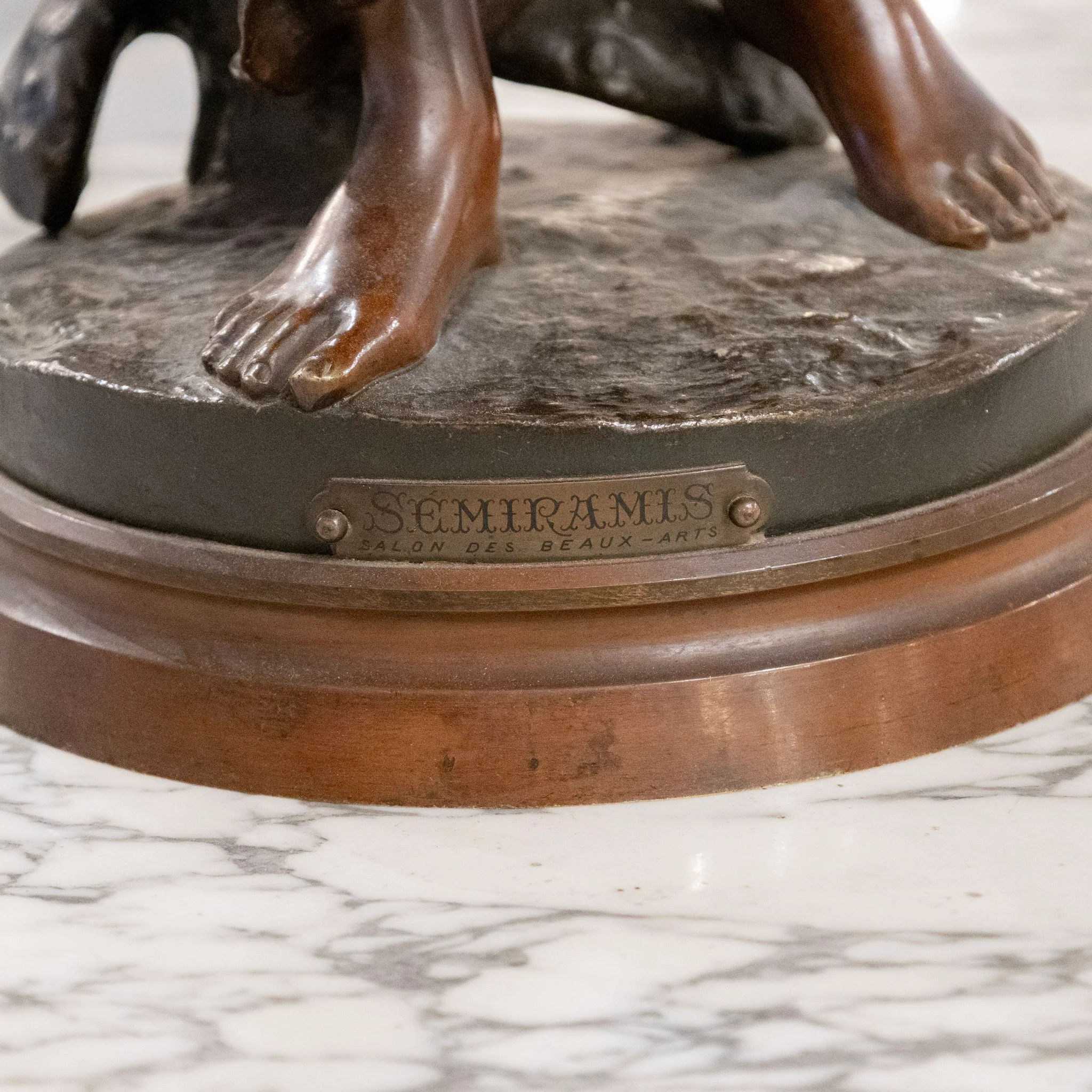 French Bronze Sémiramis Sculpture – Musical Figure & Draped Form - Image 9