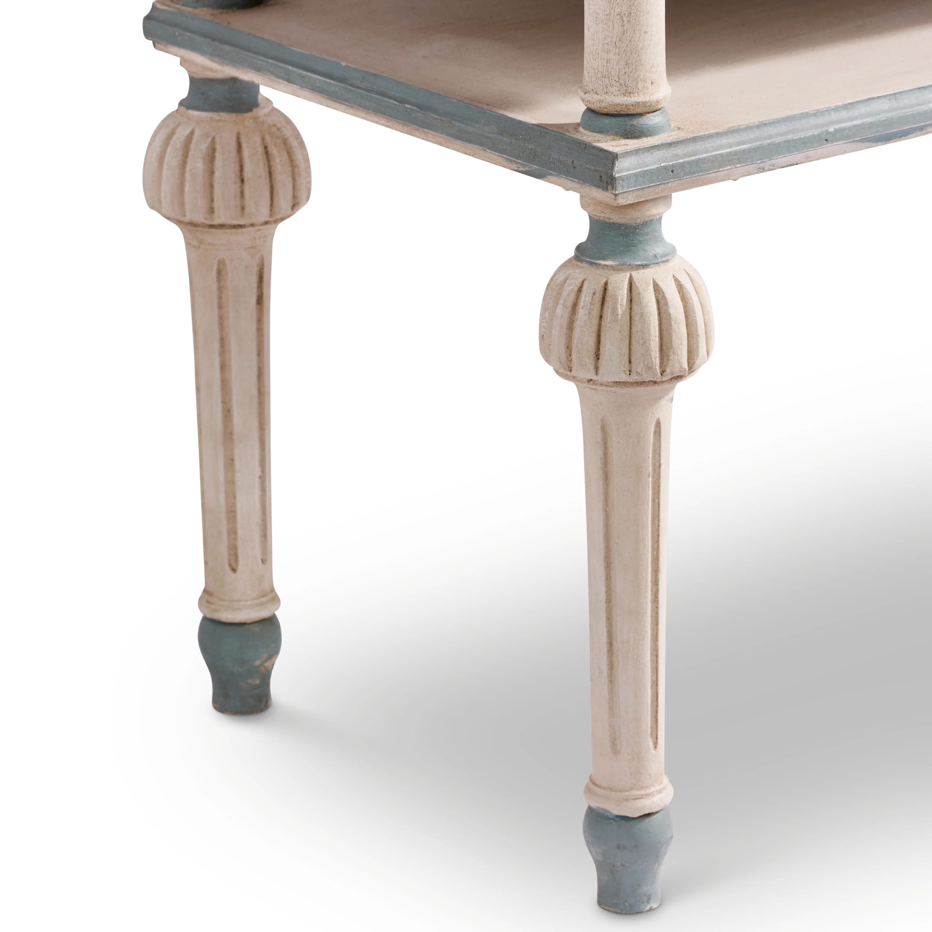 Swedish White & Blue Nightstand with Shelf - Image 7