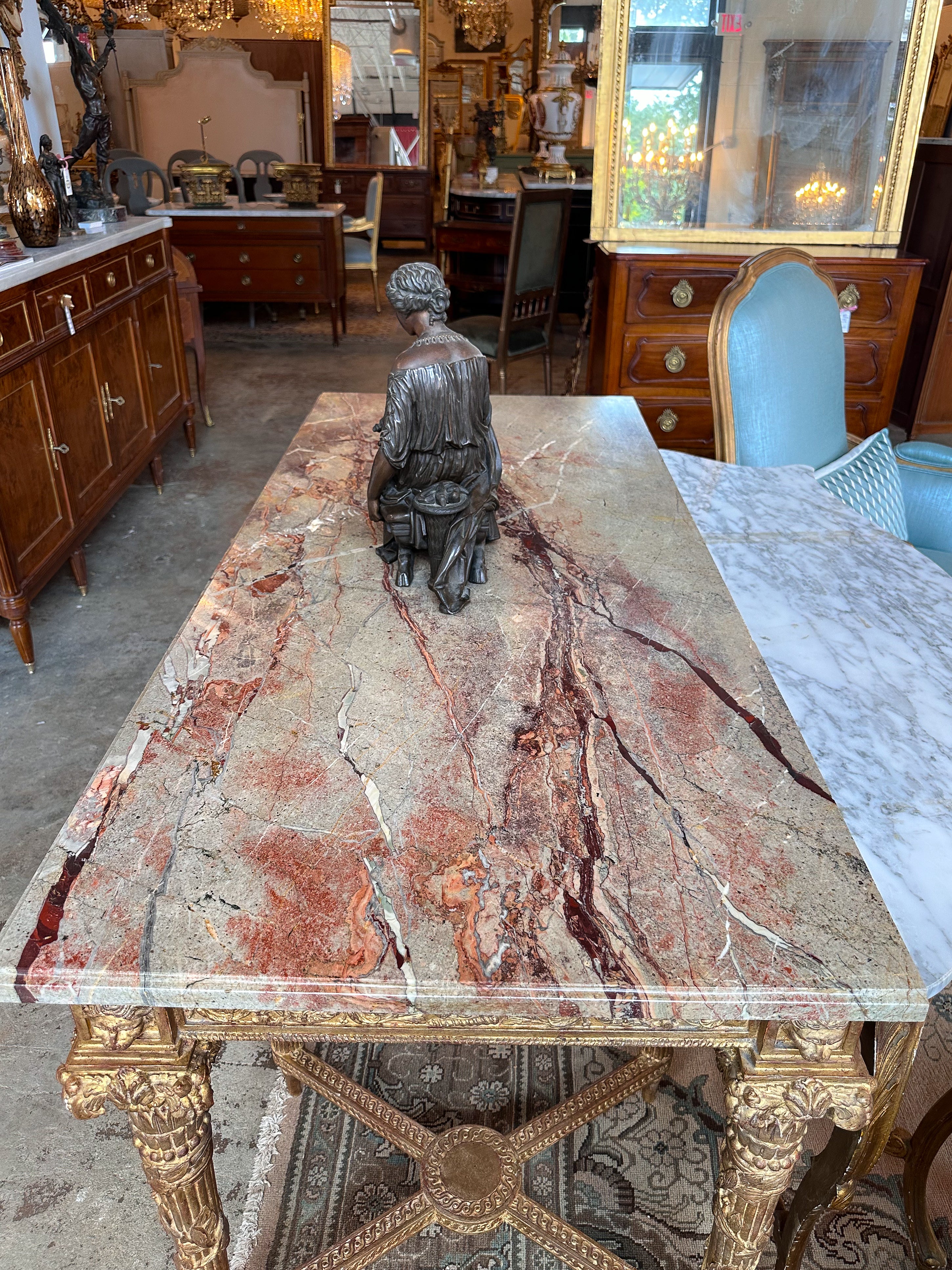 Antique Italian Carved Giltwood Console Table - Image 3