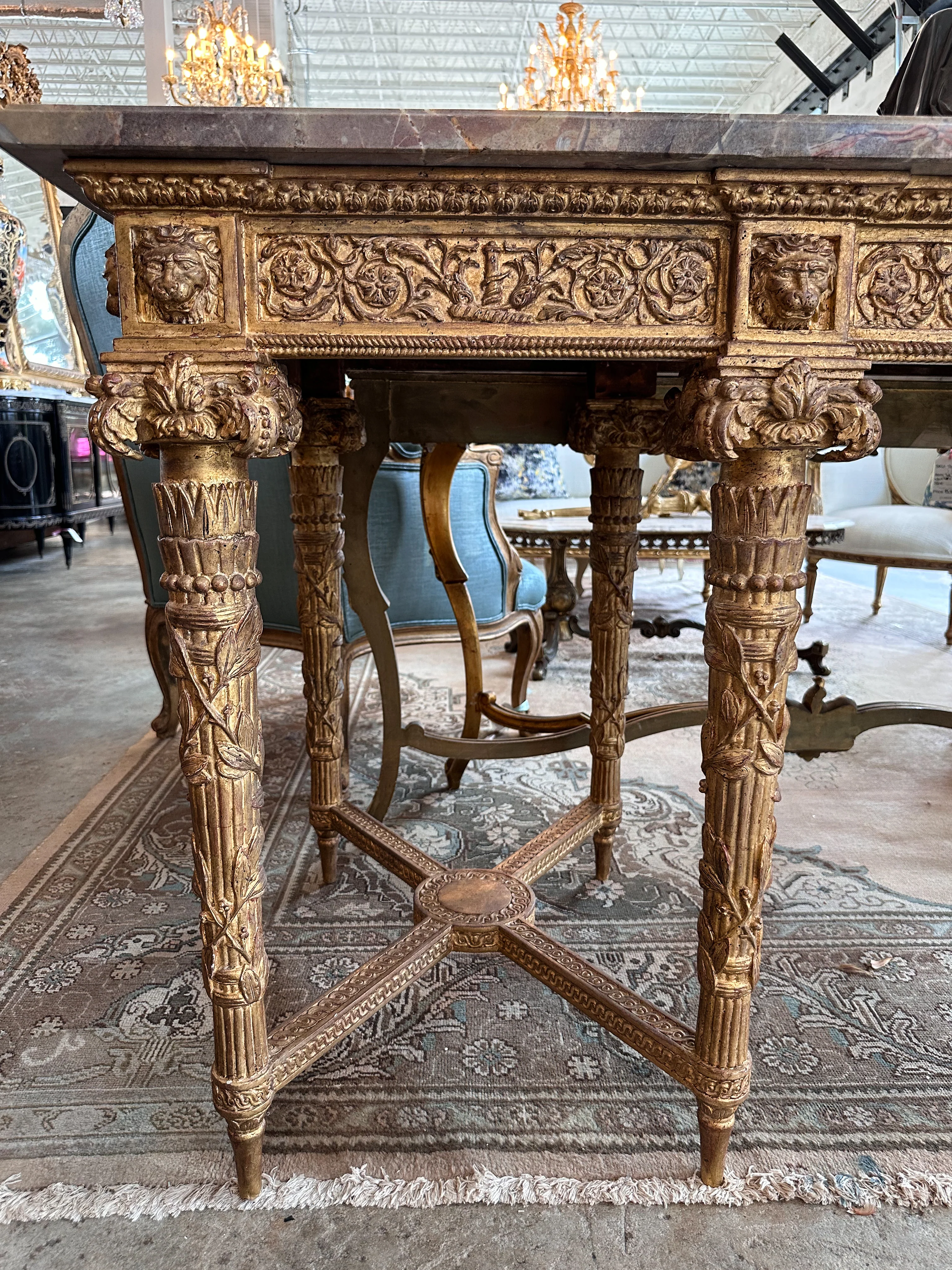 Antique Italian Carved Giltwood Console Table - Image 4