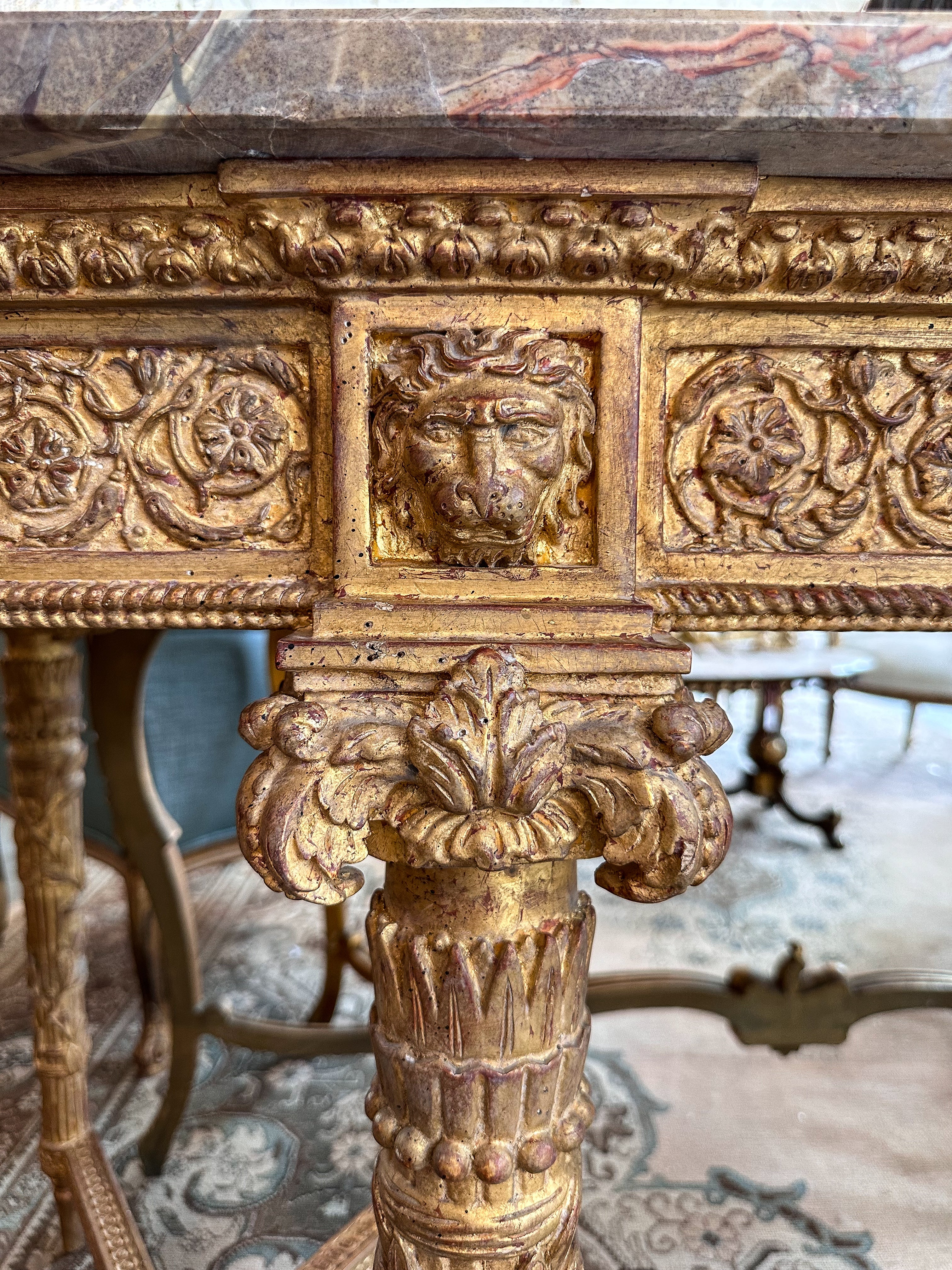 Antique Italian Carved Giltwood Console Table - Image 5
