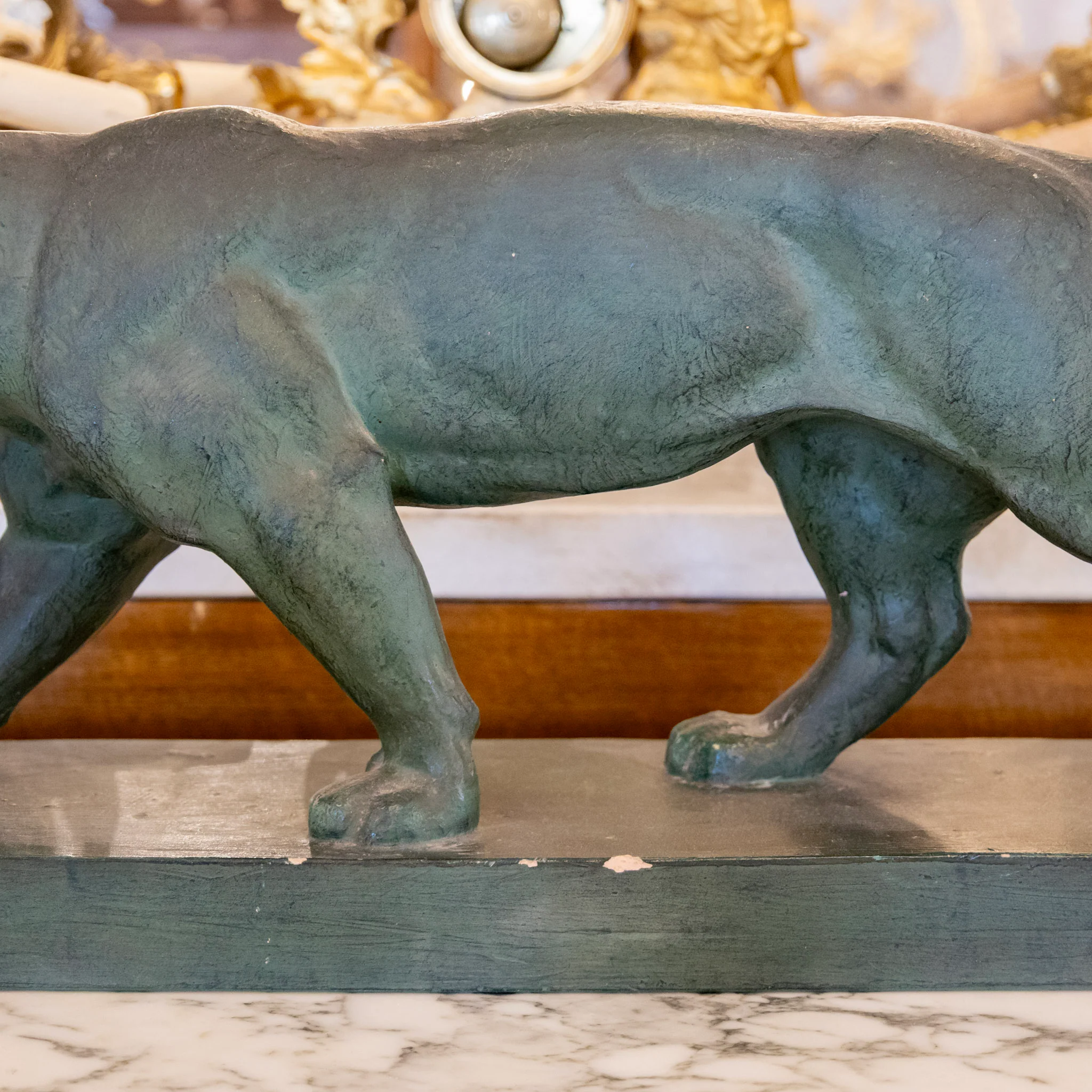 French Patina Bronze Panther Sculpture – By H. Barcas - Image 3