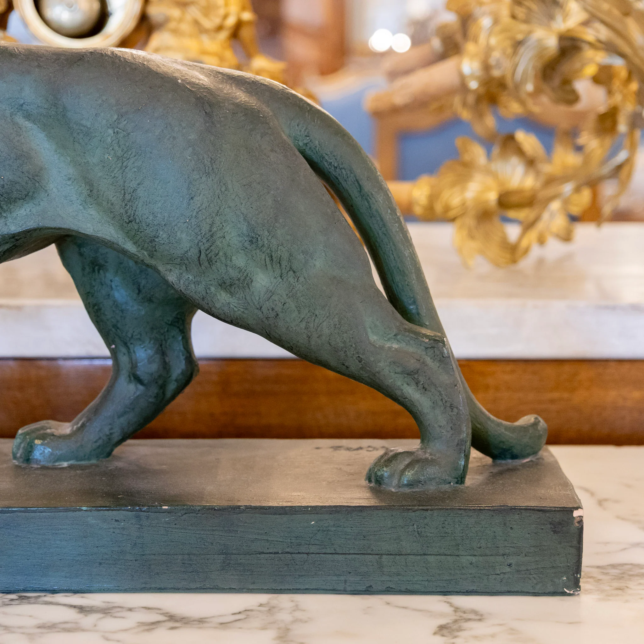 French Patina Bronze Panther Sculpture – By H. Barcas - Image 4