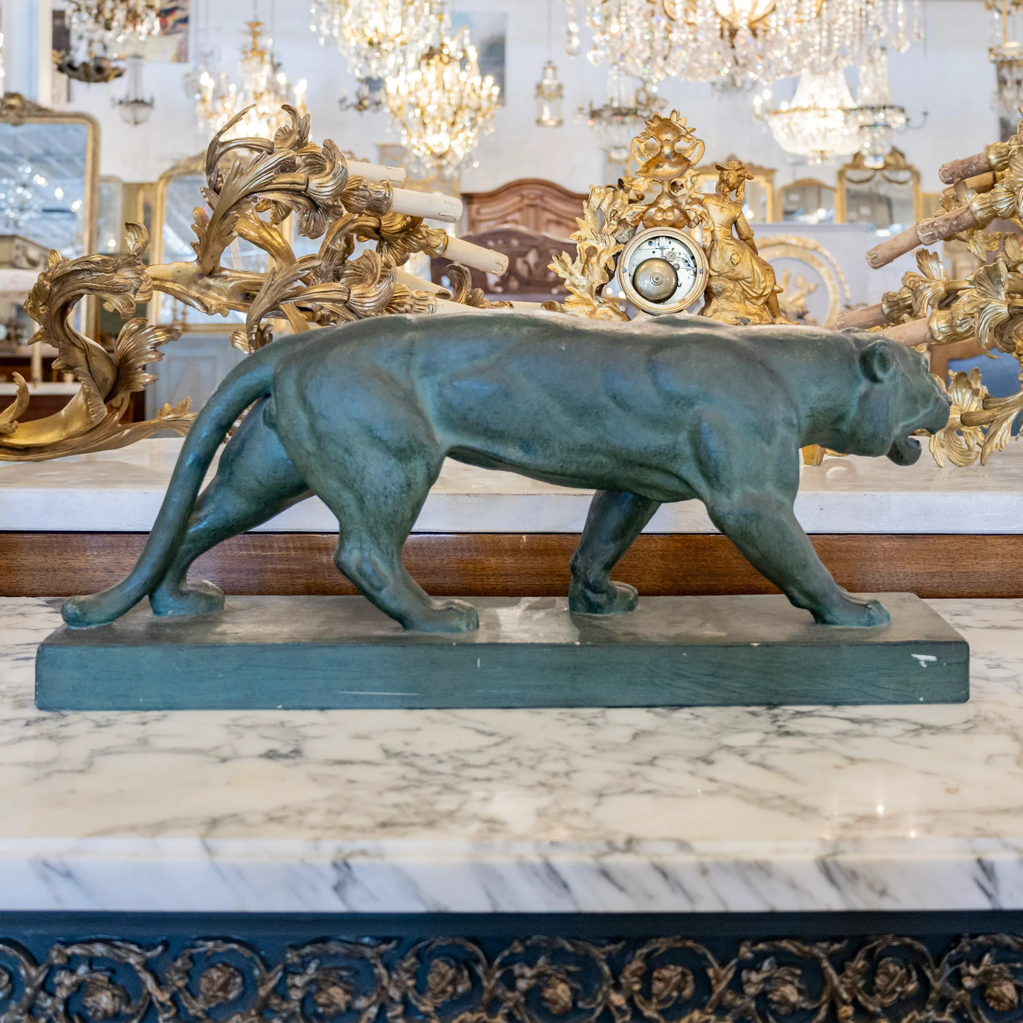 French Patina Bronze Panther Sculpture – By H. Barcas - Image 7
