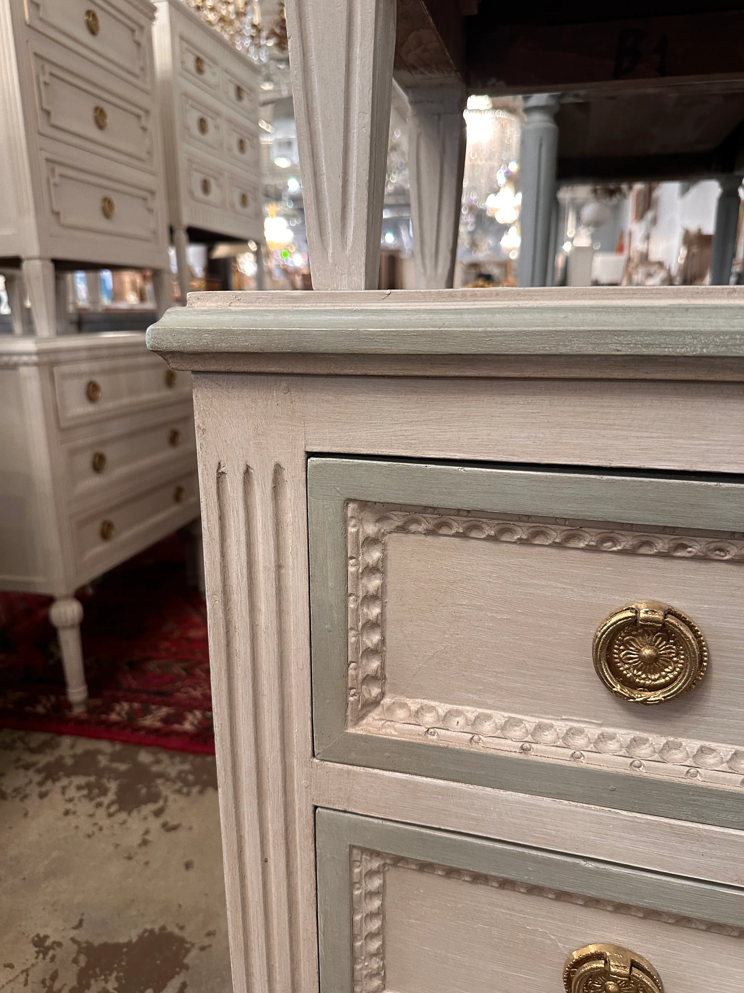 Swedish Chest in White and Blue - Image 3