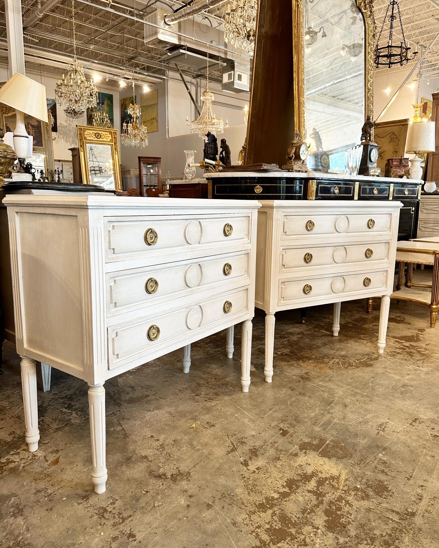 Swedish Chest with Long Legs and Circle Carving - Image 3