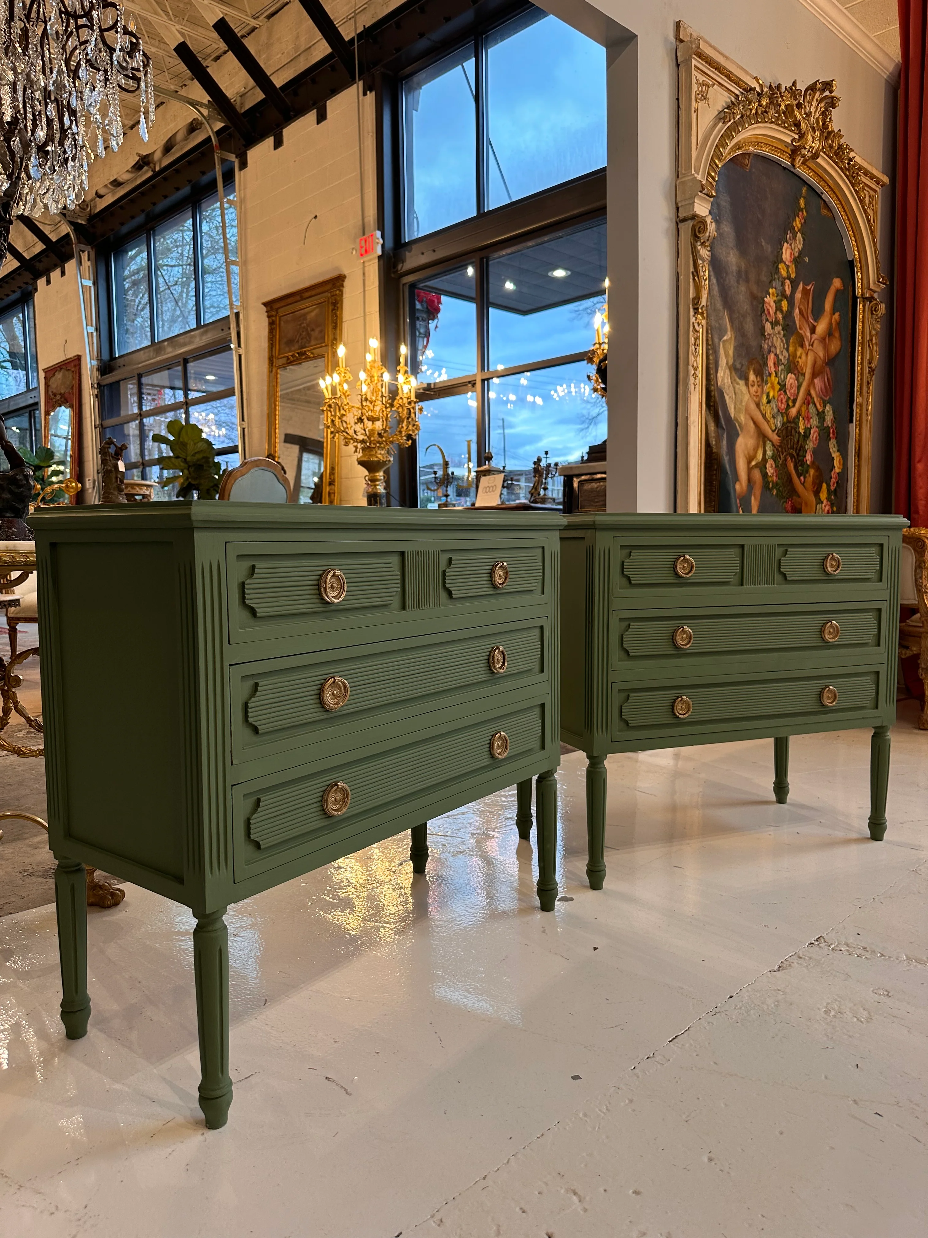 Swedish 3-Drawer Chest in Dark Green - Image 5
