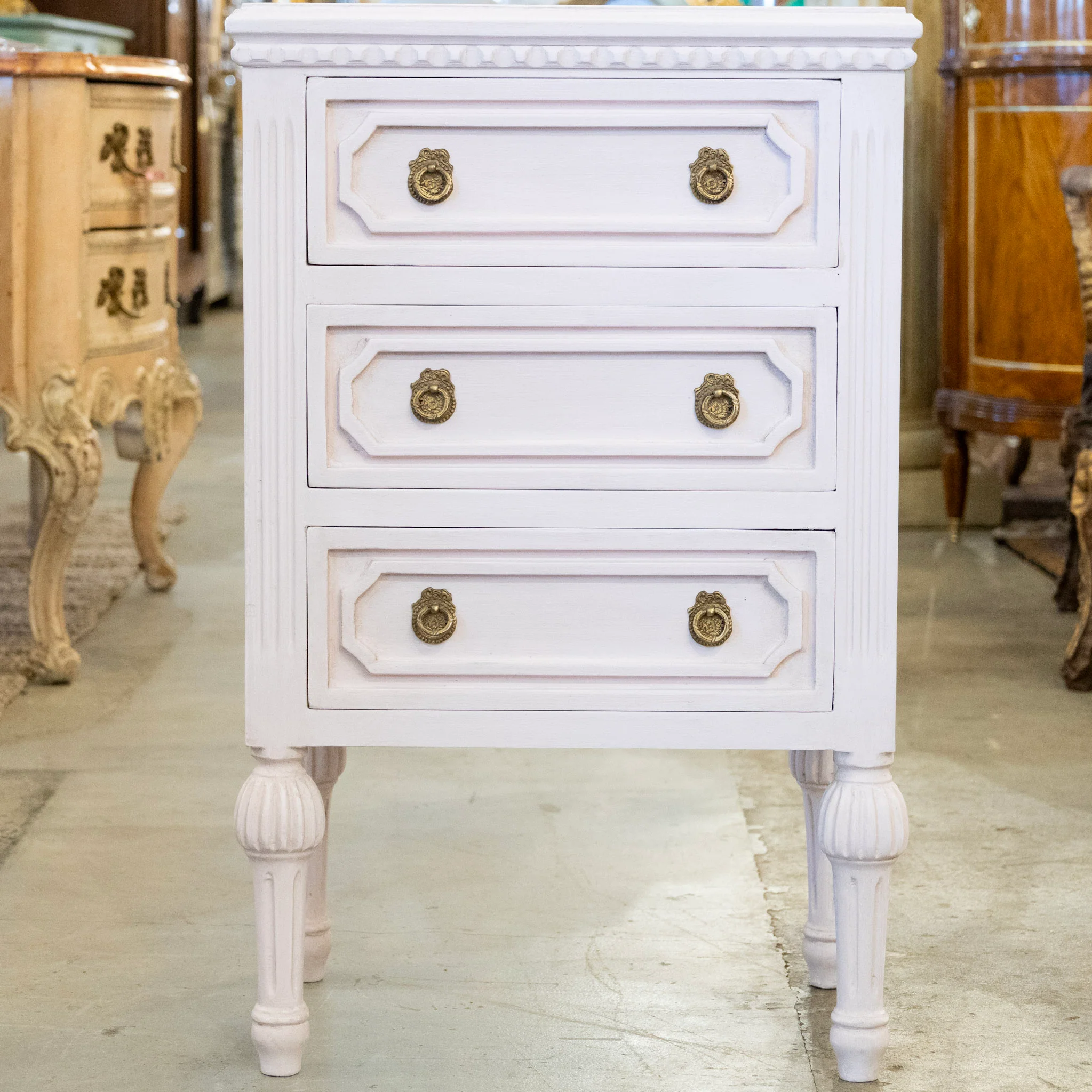 Swedish Pink Nightstand – Open Trim & Ballerina Legs - Image 4