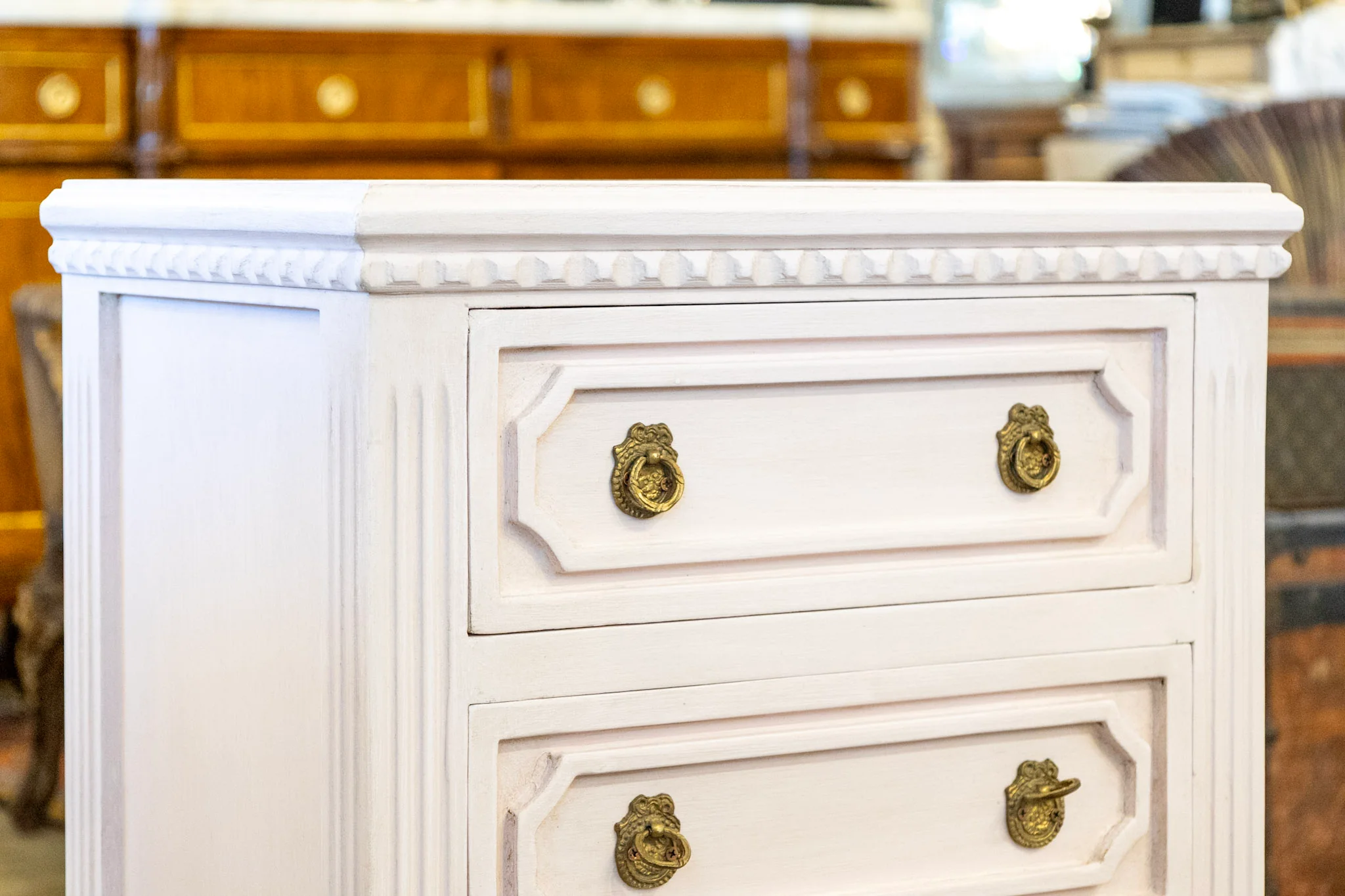 Swedish Pink Nightstand – Open Trim & Ballerina Legs - Image 5