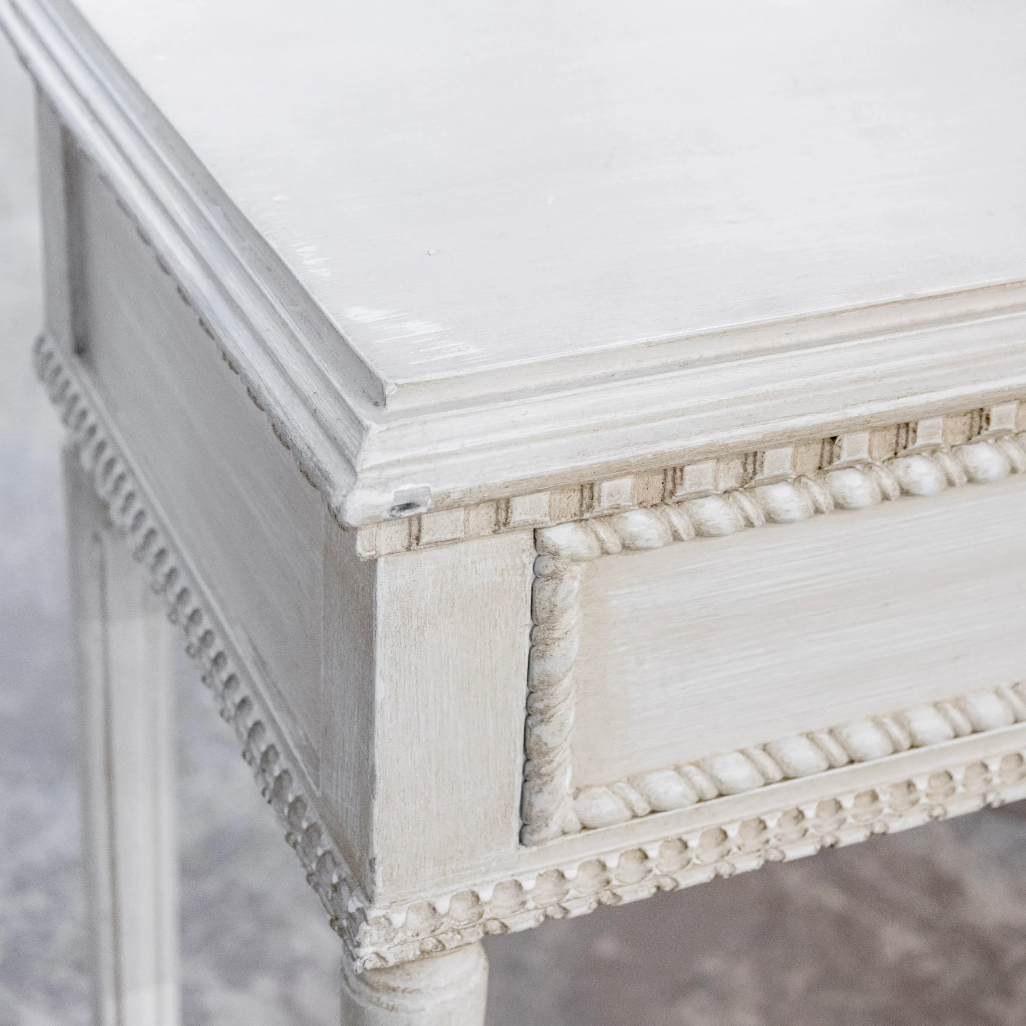 Swedish Two-Drawer Console Table – Rope Trim in Soft Grey - Image 5
