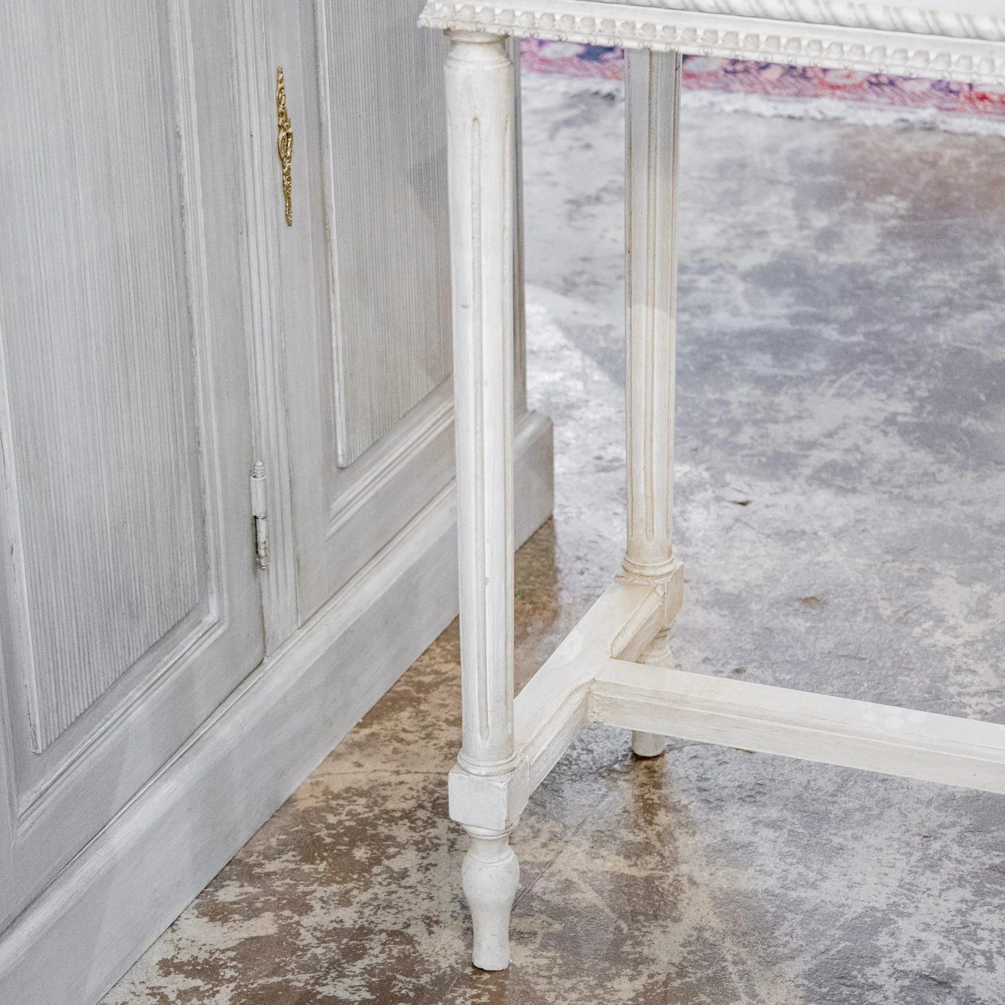 Swedish Two-Drawer Console Table – Rope Trim in Soft Grey - Image 6
