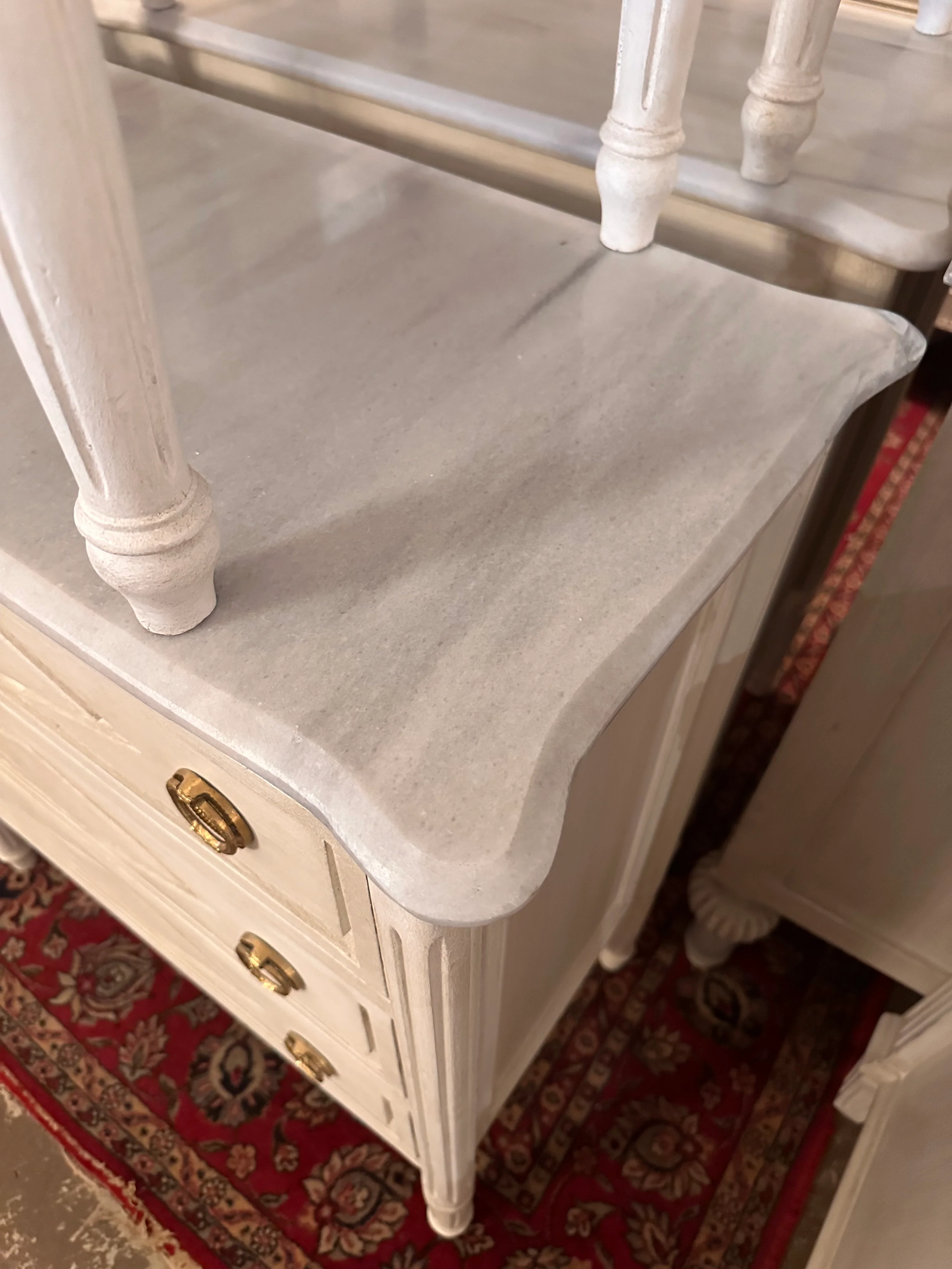 Swedish Chest with Diamond Trim & White Marble Top - Image 4