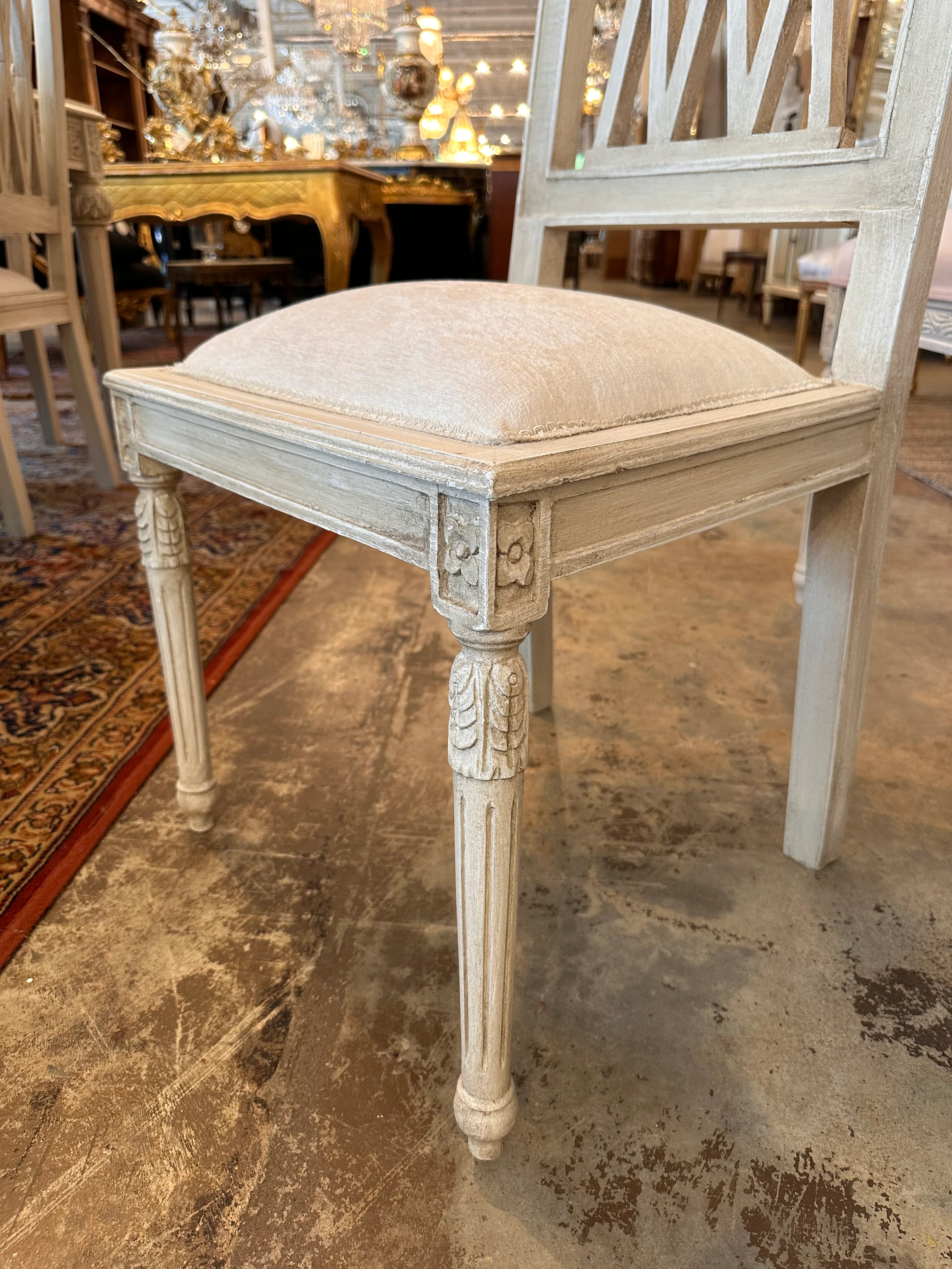 White Swedish Square Open Back Dining Chair - Image 3