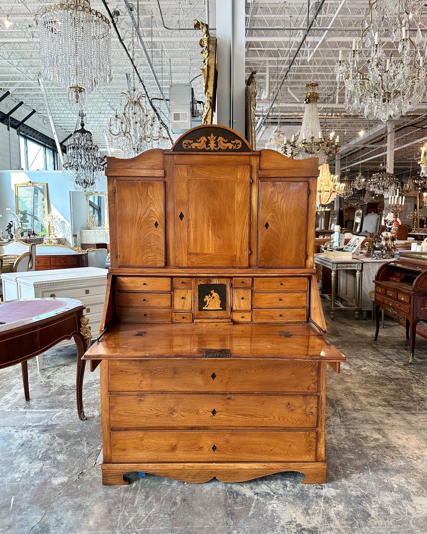Biedermeier Secretary Desk & Bookcase - Image 3