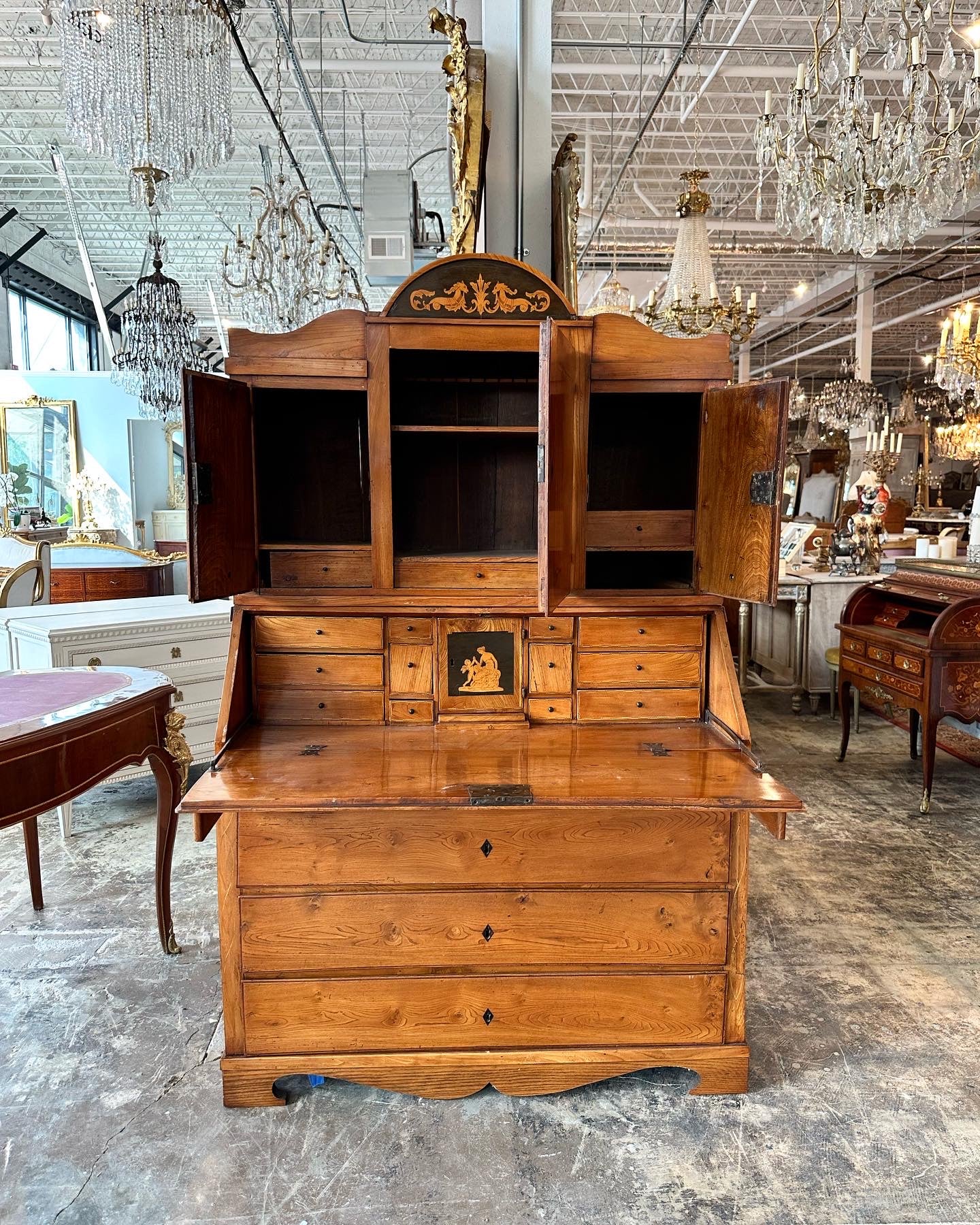 Biedermeier Secretary Desk & Bookcase - Image 4