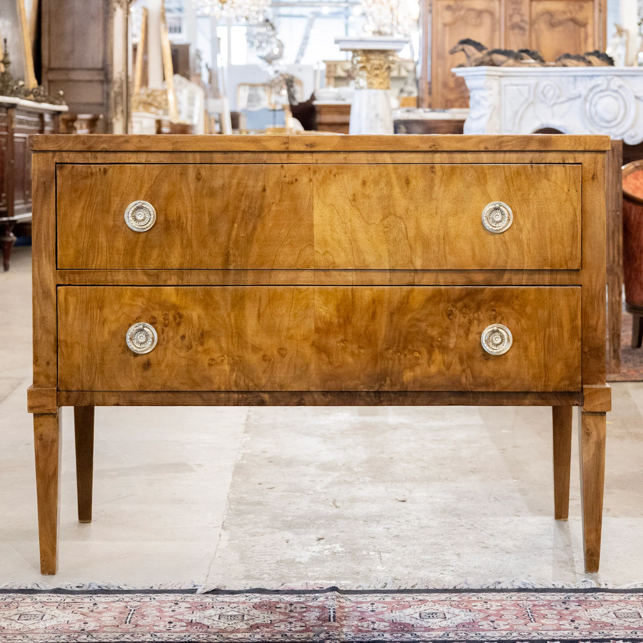 Art Deco Burl Wood Chest - Brass Pulls