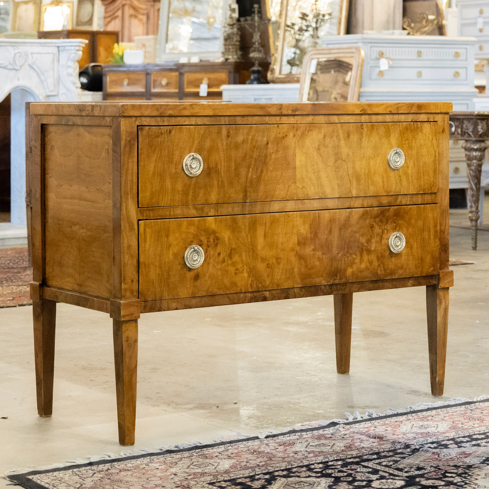 Art Deco Burl Wood Chest - Brass Pulls - Image 2