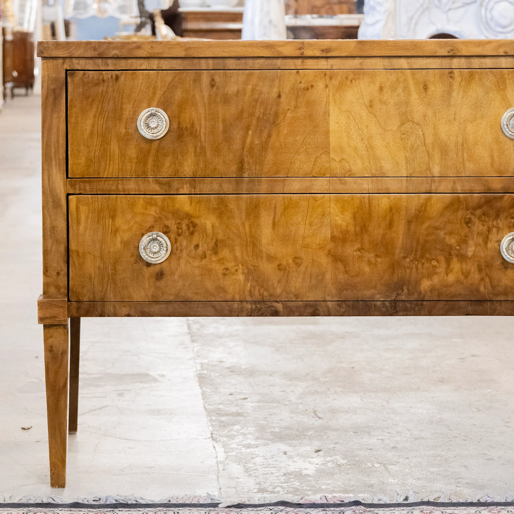 Art Deco Burl Wood Chest - Brass Pulls - Image 4