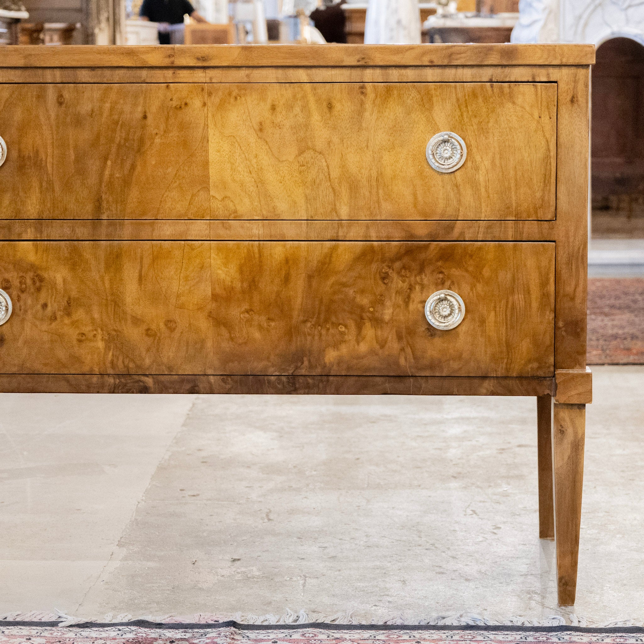 Art Deco Burl Wood Chest - Brass Pulls - Image 5