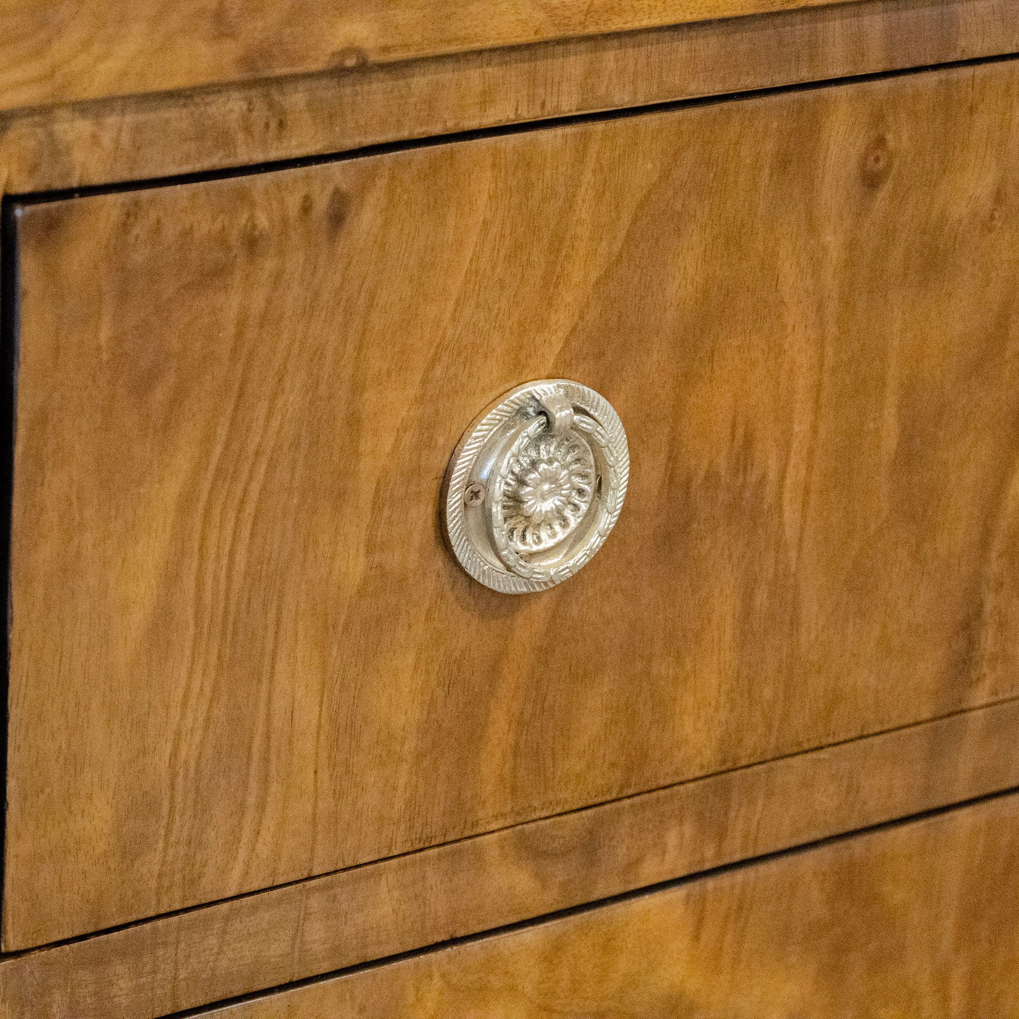 Art Deco Burl Wood Chest - Brass Pulls - Image 8