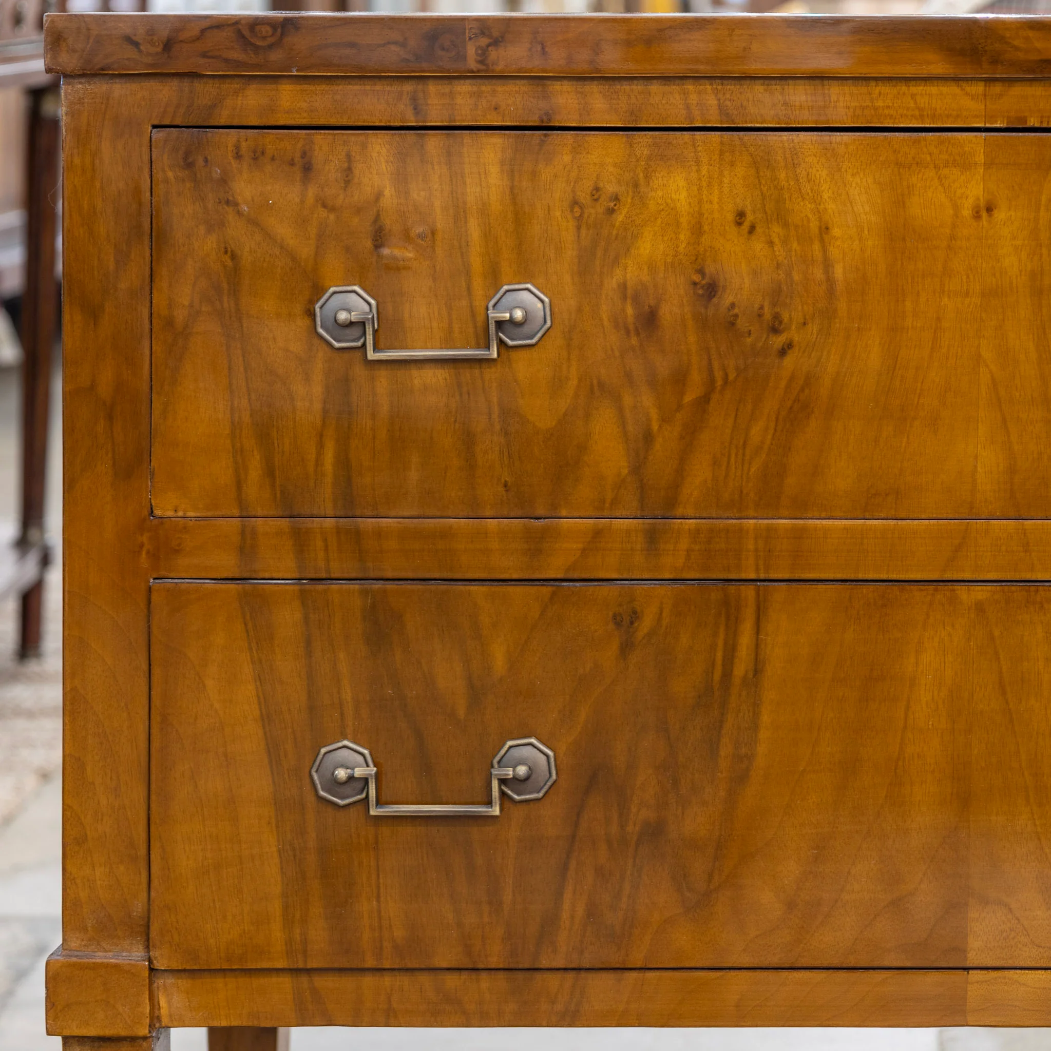 Art Deco Burl Wood Chest – Square Pulls - Image 4