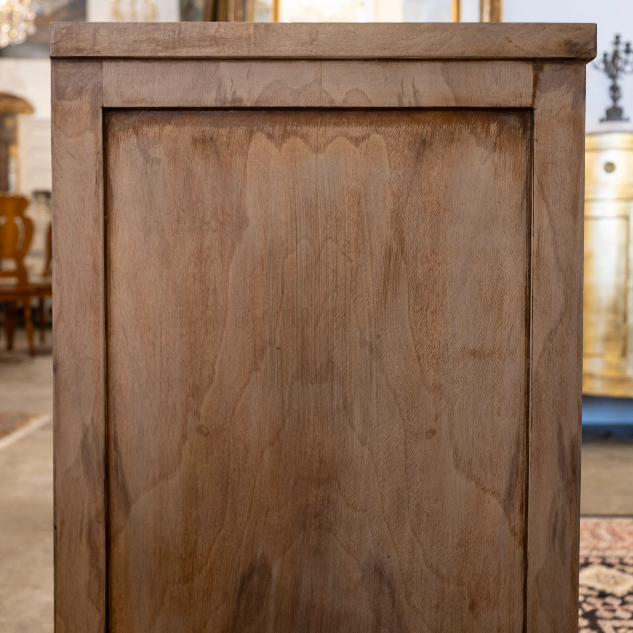 Art Deco Nightstand – Stripped Burl Wood & Brass Pulls - Image 6