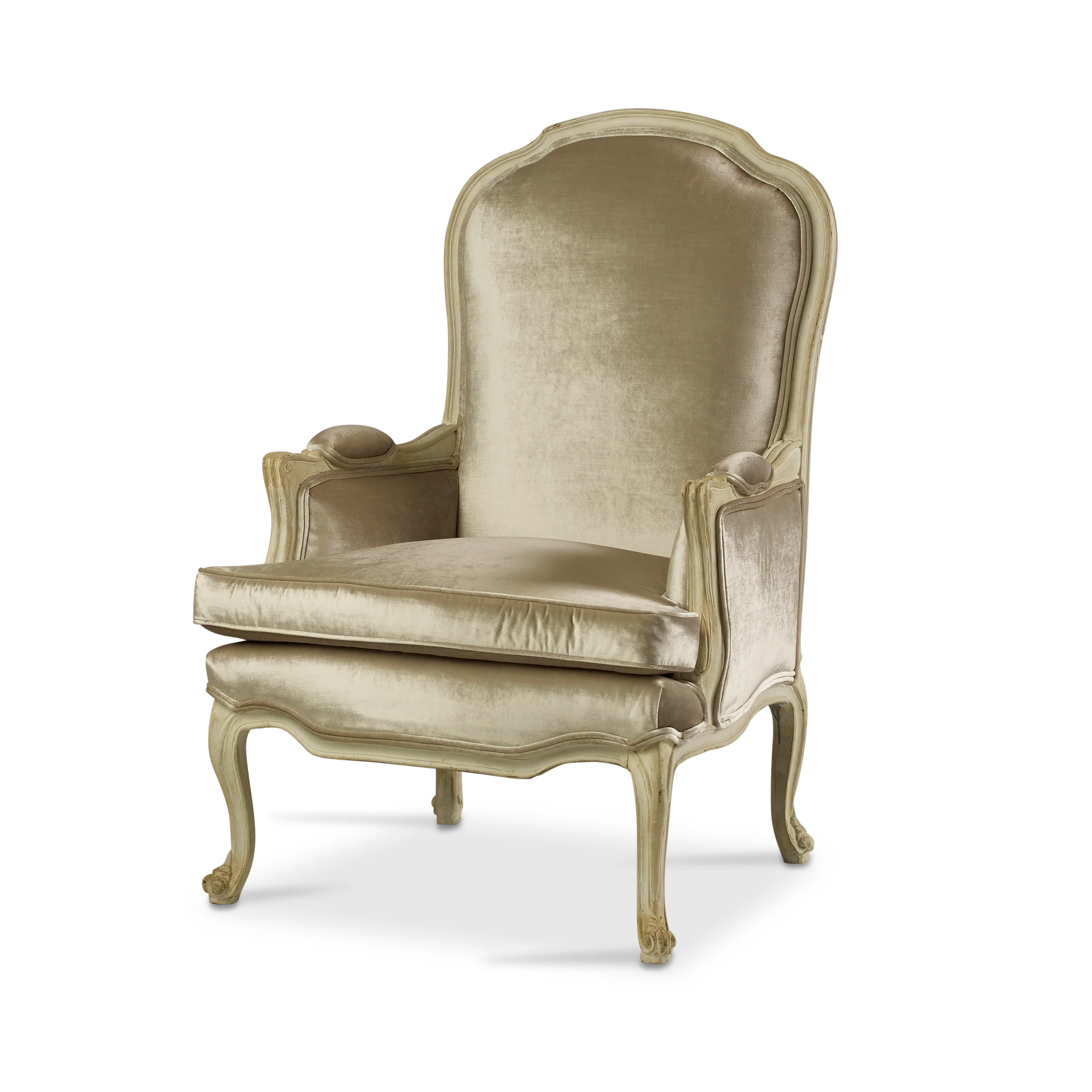 Bergère Chair with Silver Velvet - Image 3