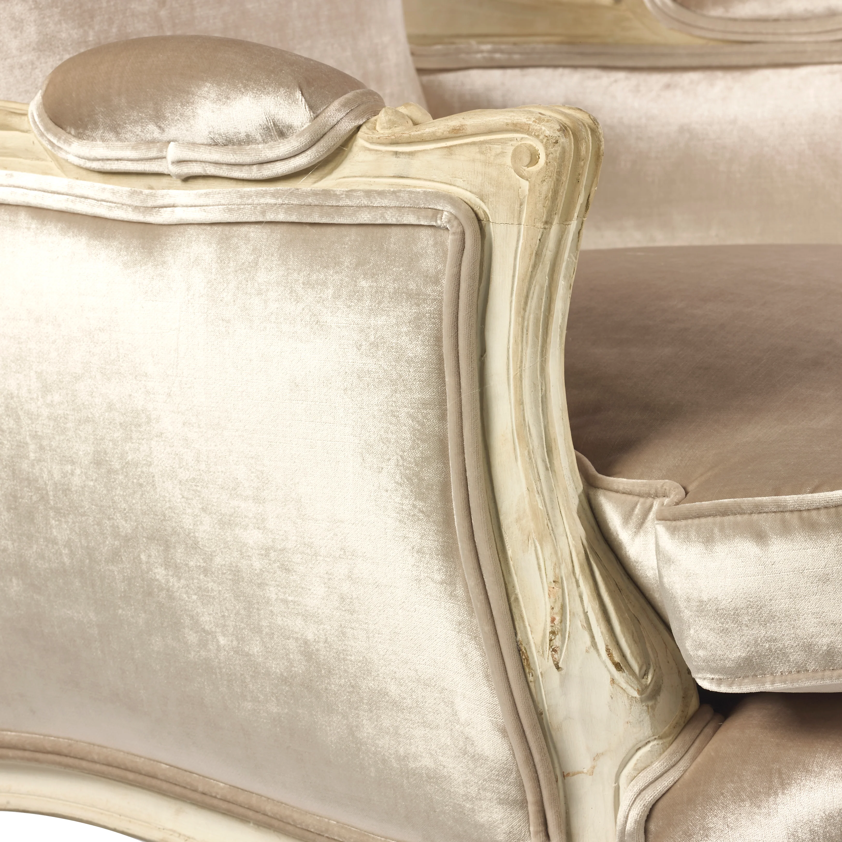 Bergère Chair with Silver Velvet - Image 4