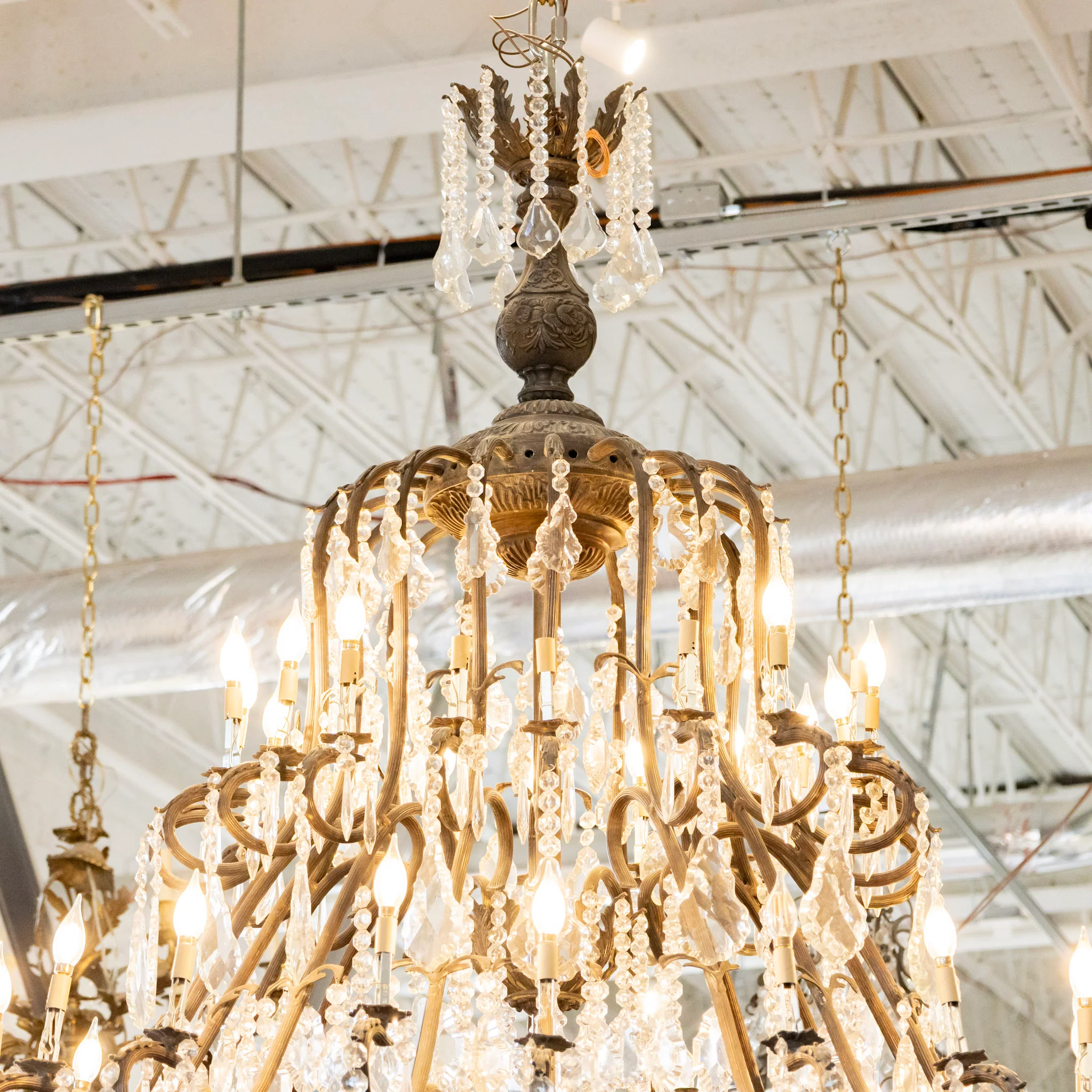 Grand French Candelabra Dark Brass Chandelier – Ornate Frame & Crystal Drops - Image 5