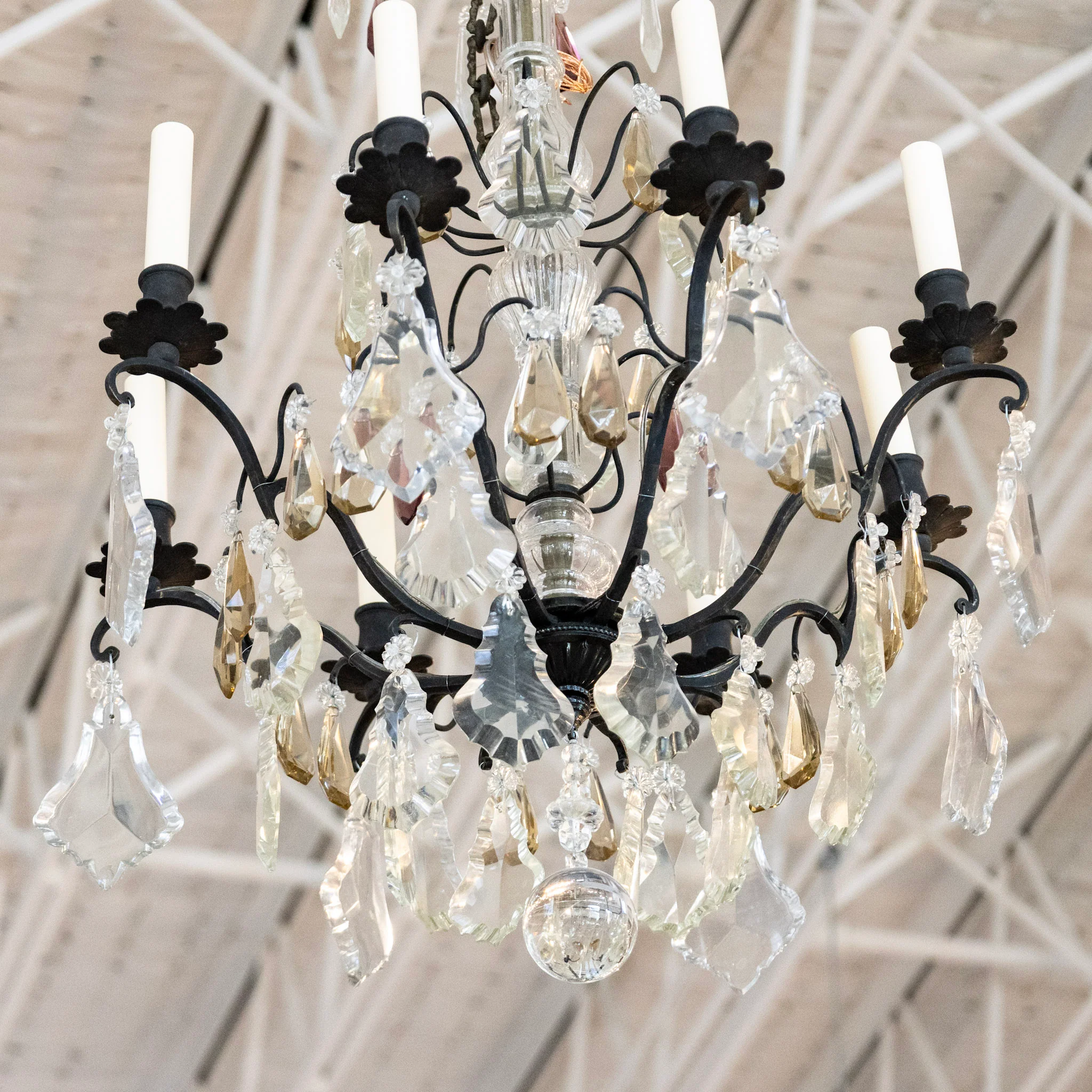Petite Dark Brass Chandelier - Purple Crystals Drops - Image 3