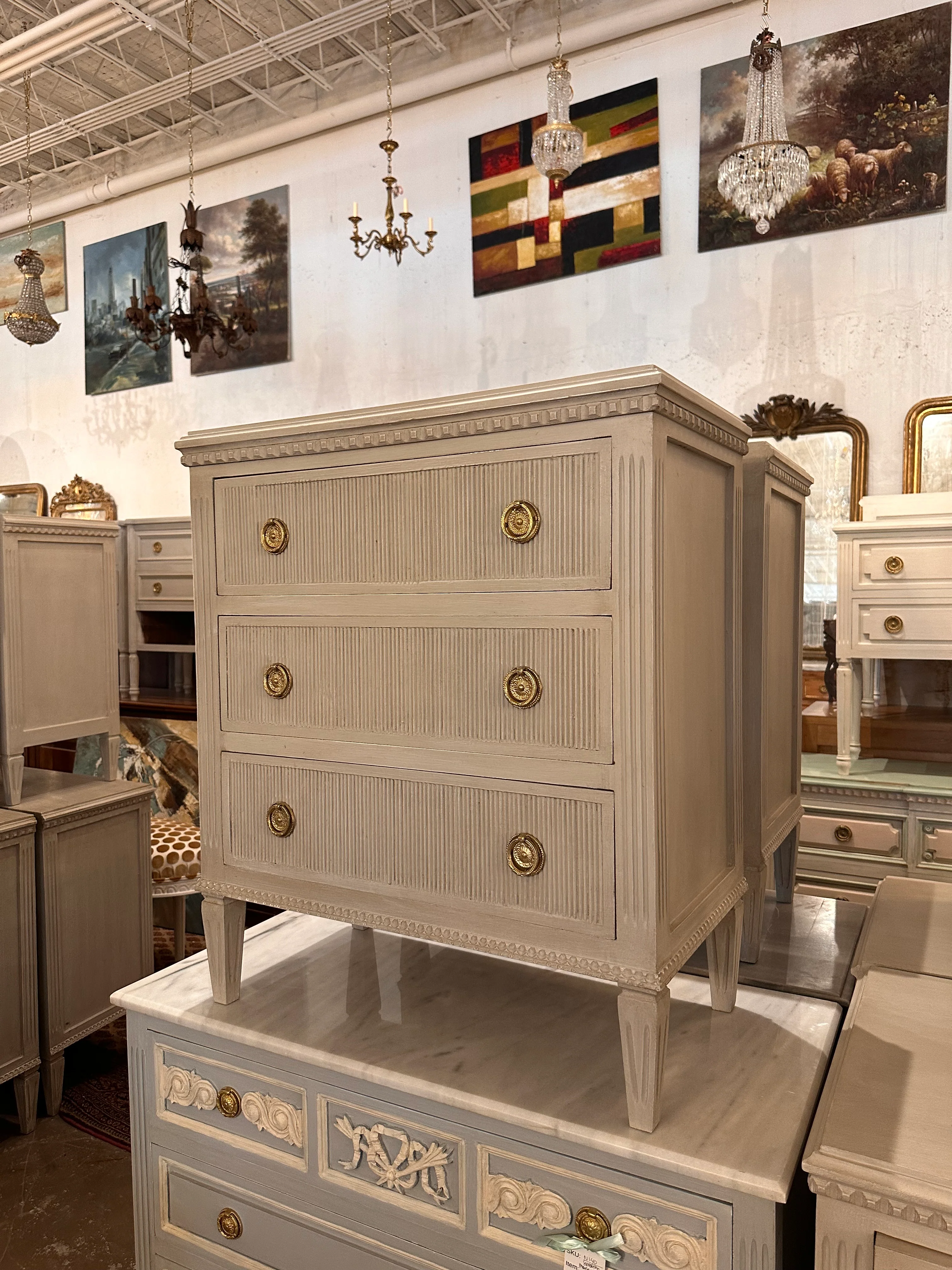 Swedish Vertical Reeded Nightstand - Image 2